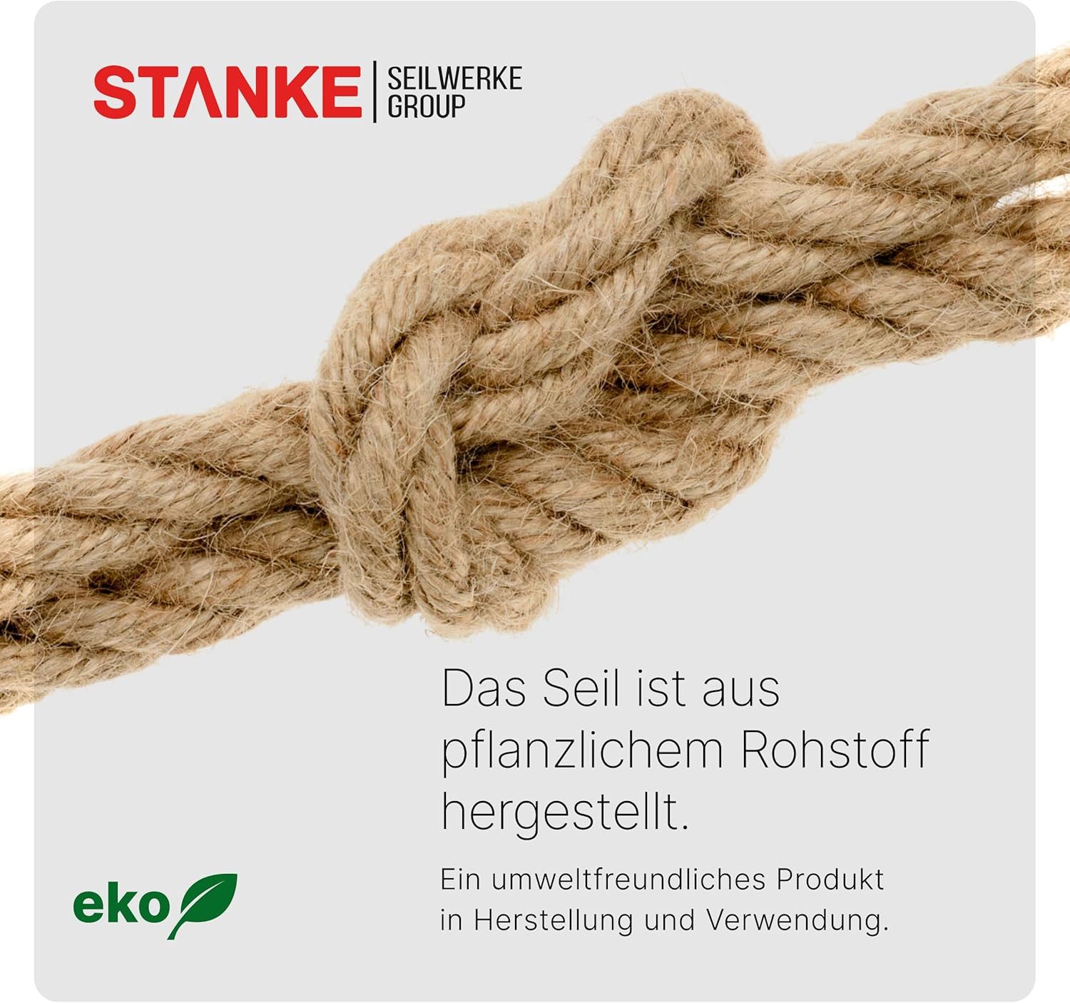 STANKE Seil Juteseil gedreht 20mm Kordel Tauwerk Kratzbaum (Naturseil), imprägniert