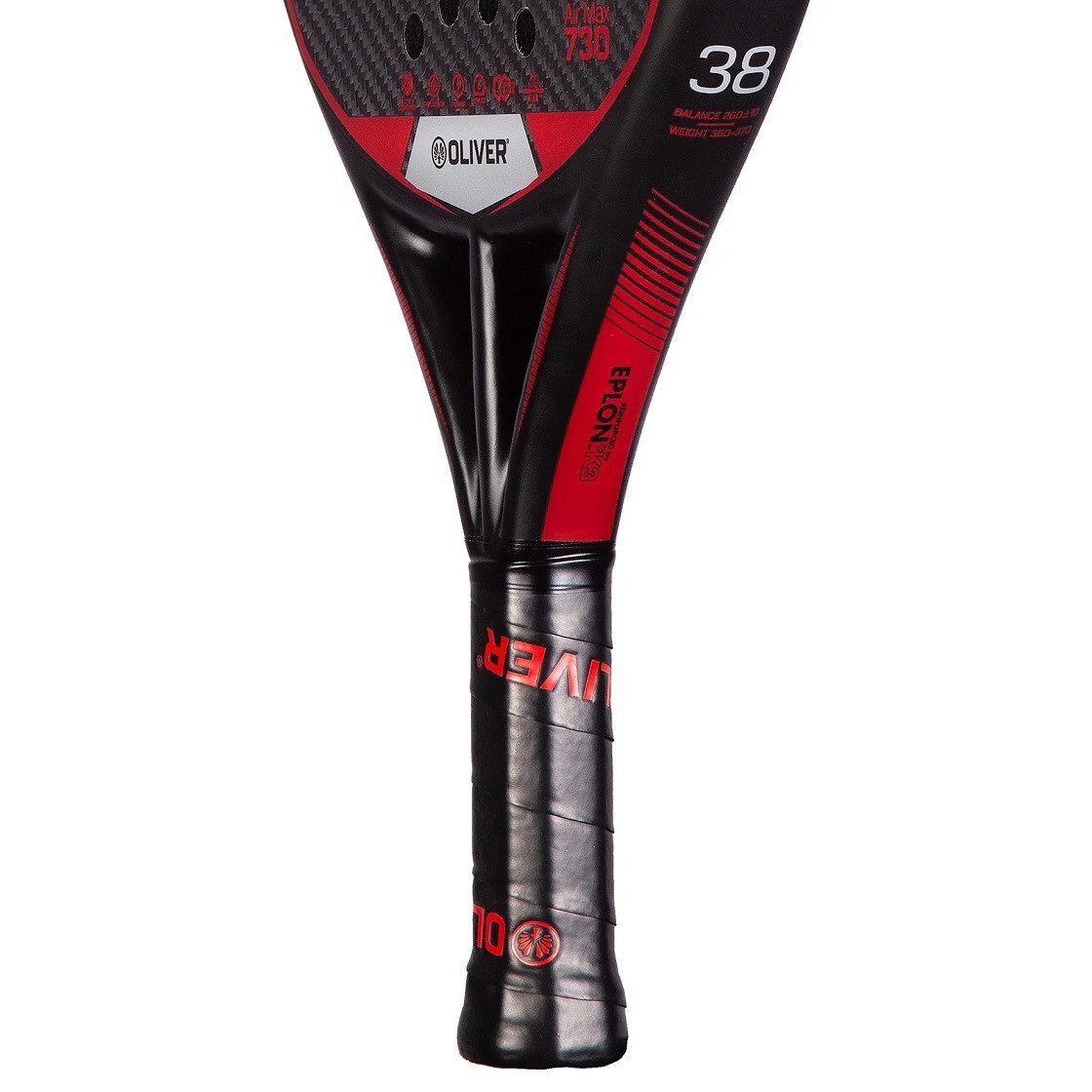 Oliver Padelschläger Air Max 730 350g/Rund schwarz/rot