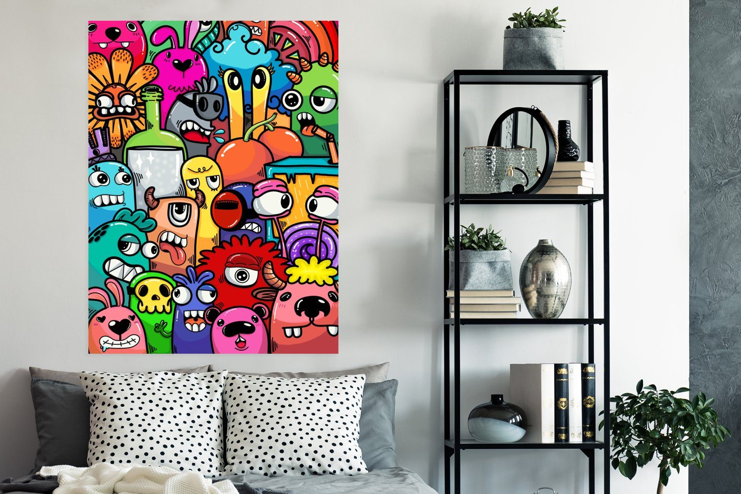 MuchoWow Poster Design - - Wandbild, (1 Schlafzimmer, Regenbogen Kind, Dickes Wohnzimmer, - - Qualitätsdruck Monster Lustig Tiere Papier Deko, St), 