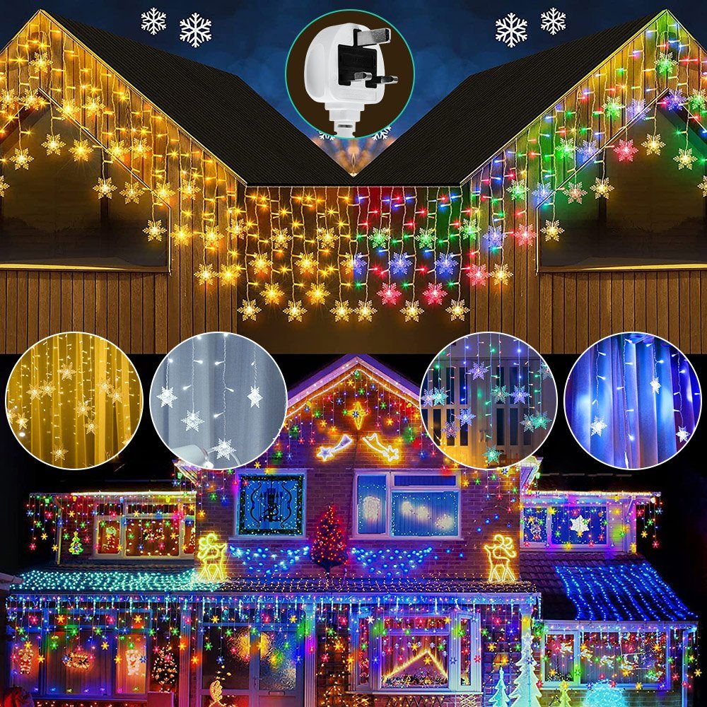 Merry 2024 LED-Lichterkette LED Lichtervorhang Lichterketten,Schneeflocke günstig online kaufen