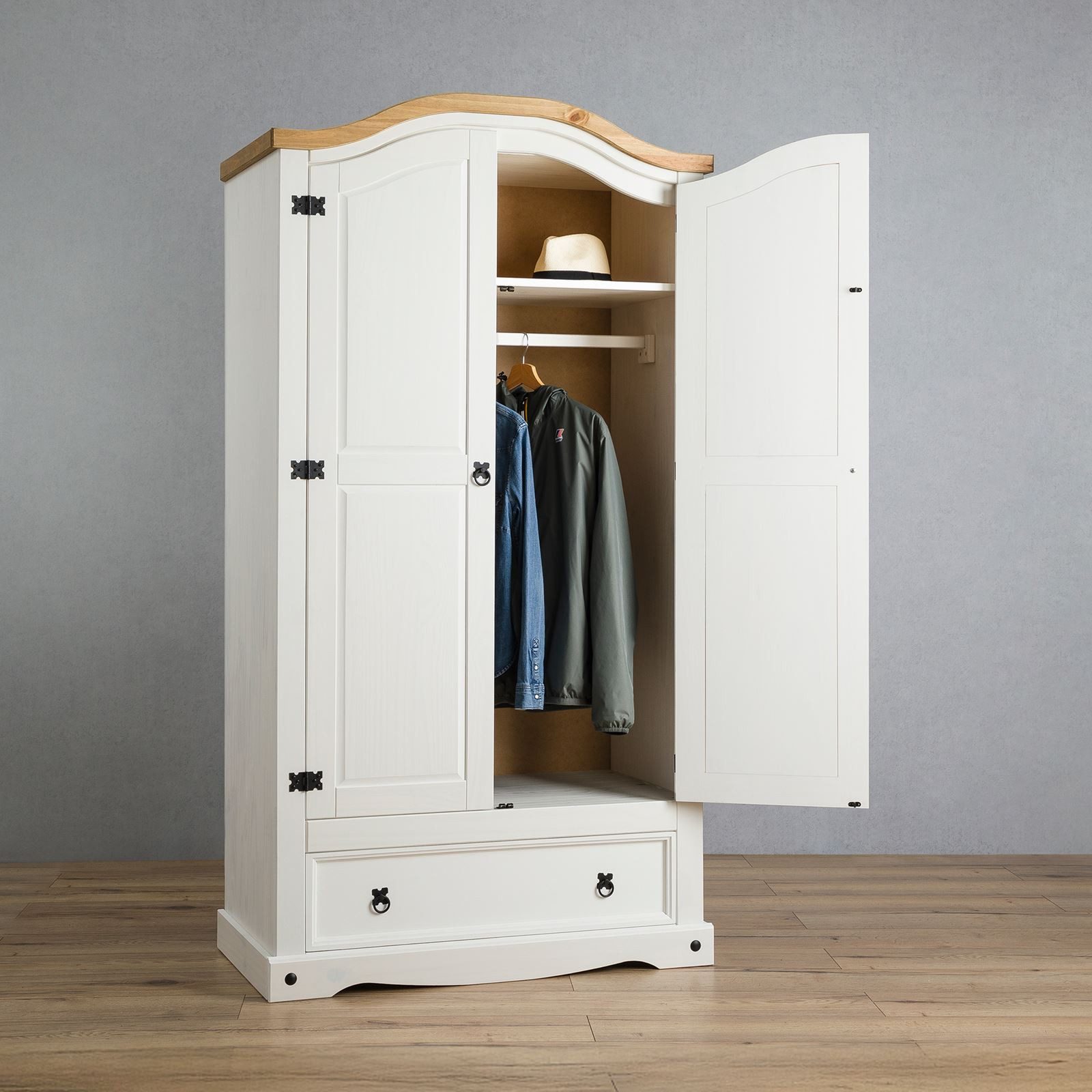 IDIMEX Kleiderschrank CAMPO Kleiderschrank mit Schubladen Kiefer Holzschran günstig online kaufen