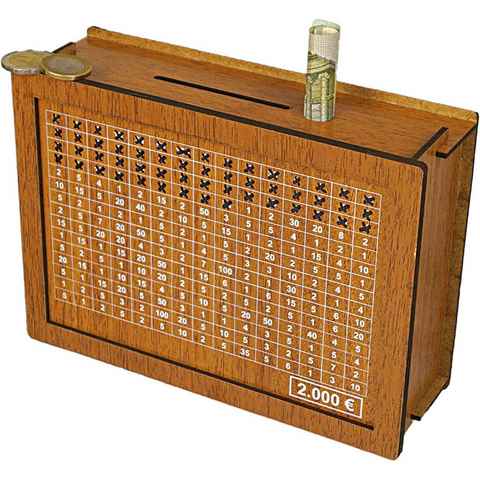 XDeer Spardose Spardose Holz Sparbüchse SparBox mit Sparziel und Zahlen, (2000-tlg), zum ankreuzen Holzkiste Sparbüchse für Kinder