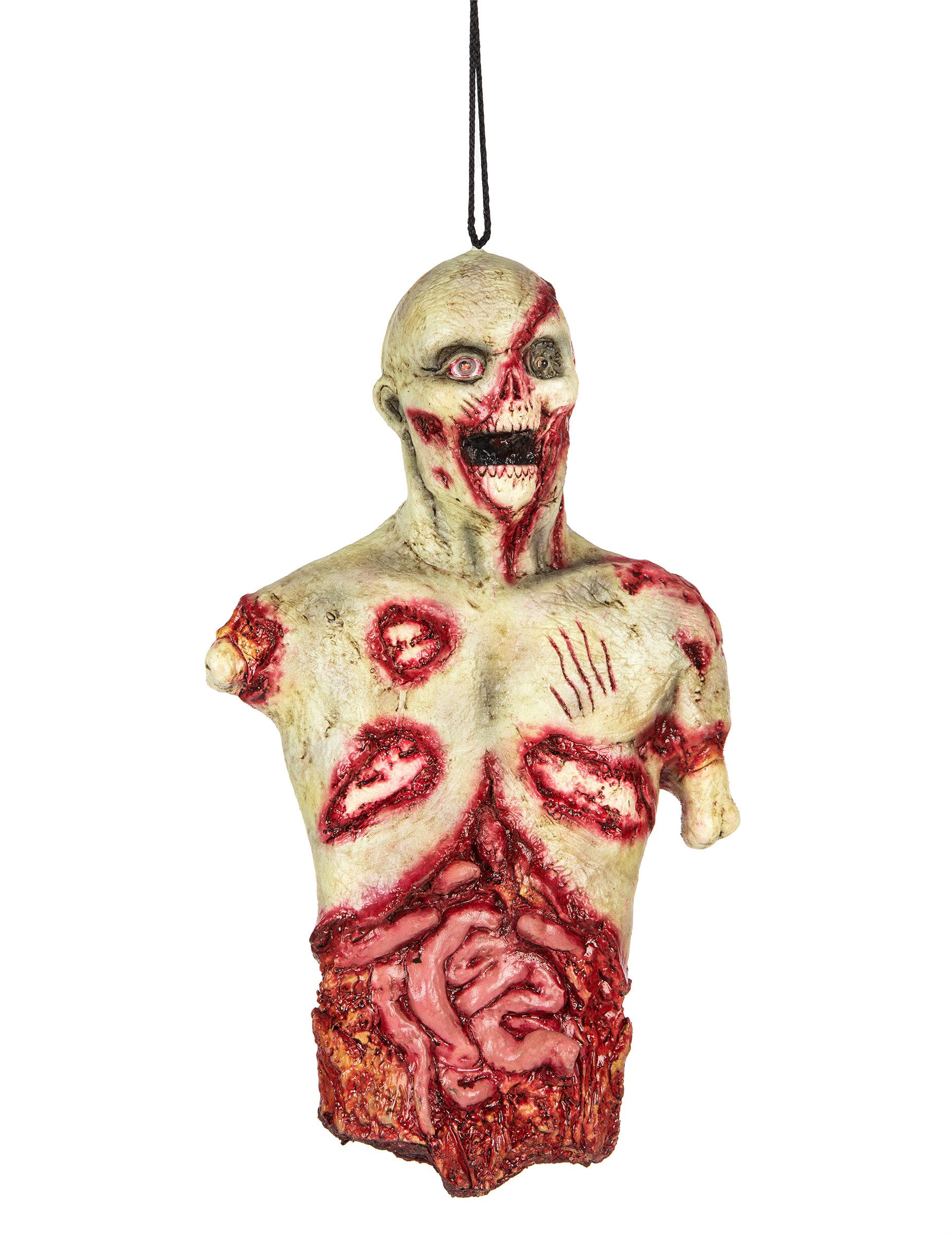 Ghoulish Productions Zombie-Kostüm Hängender Zombie Dekofigur Hängedeko 12 x 30 x 55 cm grau