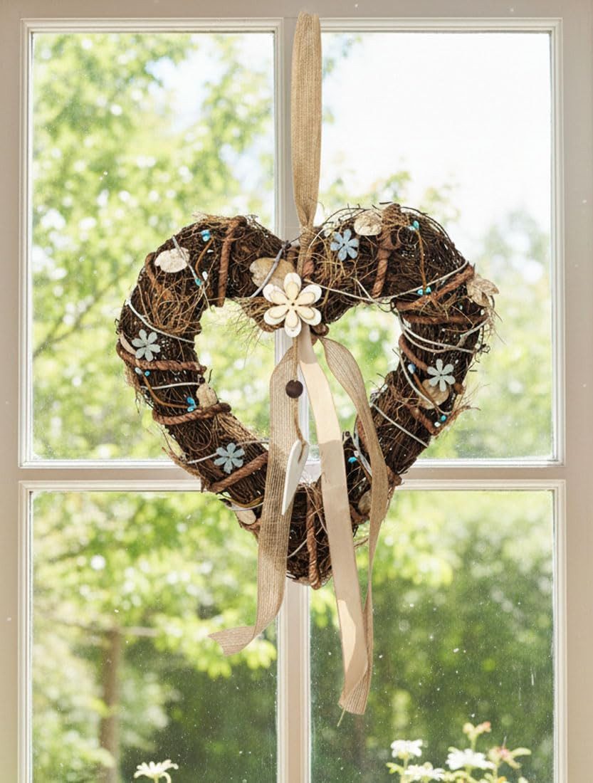 LB H&F Lilienburg Dekohänger Dekohänger Türkranz Frühling Frühlingsdeko Deko Eingang Dekoration Tür (Wandschmuck Willkommen Girlande zum Hängen aufhängen Türschild Weide Weidenkranz Rattan Weide natürlich künstliche Blumen Hochzeit Herbst Osterkranz Osterhänger Osteranhänger Dekokranz Sommer außen Blumenkranz Frühlingskranz Fensterbehang Sommer Fensterdekoration Dekoration Tür Dekoaufhänger Holzaufhänger Hängedekoration Fensteranhänger basteln Fenstergirlande Wandbehang künstlich lebensecht Seidenblumen Kunstkranz künstlicher Haustürkranz, Eingangstür Anhänger Hänger Herz Frühjahr Türhänger Türherz Türschmuck), Ostern Osterdeko Fensterhänger Dekohänger Fenster Fensterschmuck), Blumen Rattan Weide HERZ Natur BRAUN