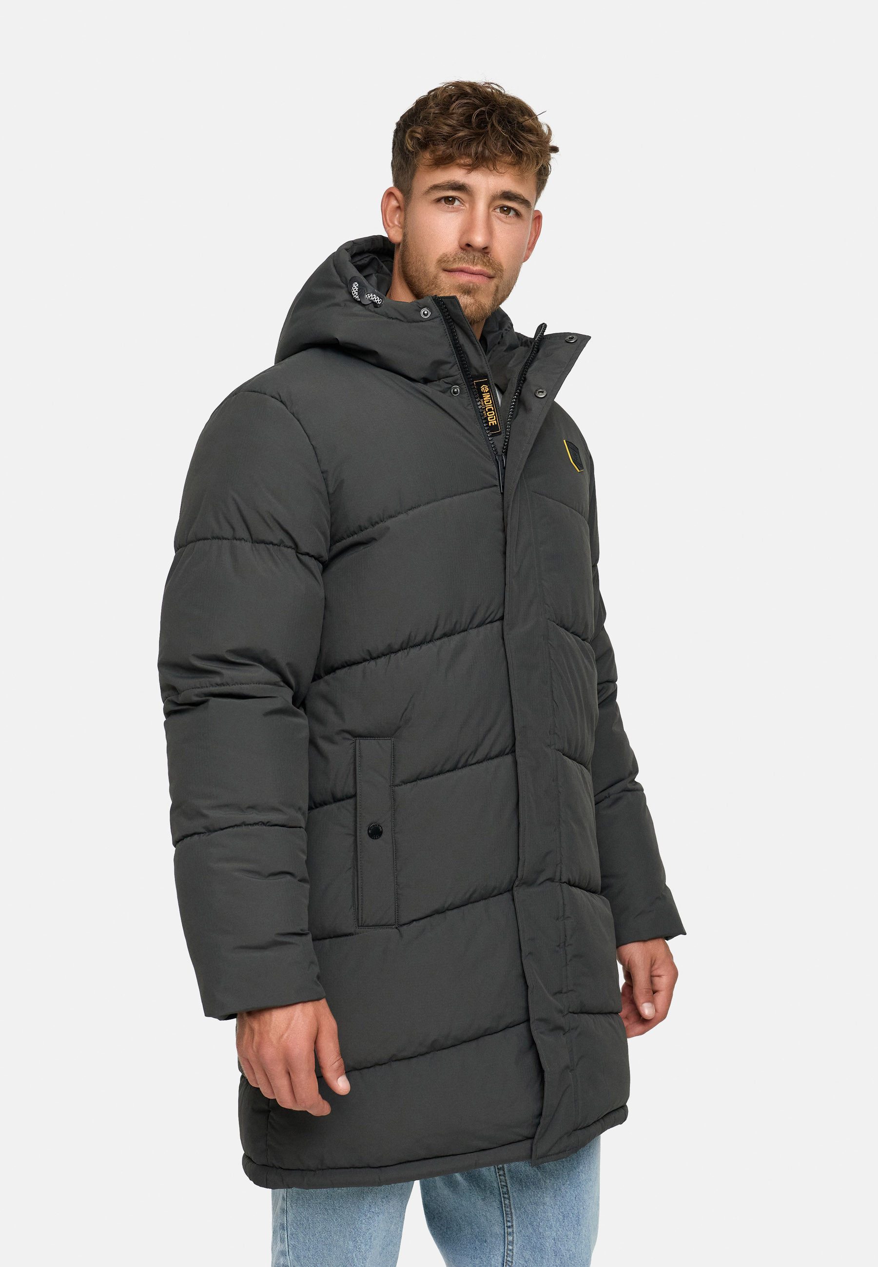 Indicode Winterjacke Herren INPazze Jacke Winter Herrenjacke Steppjacke mit Kapuze und Reißverschluss