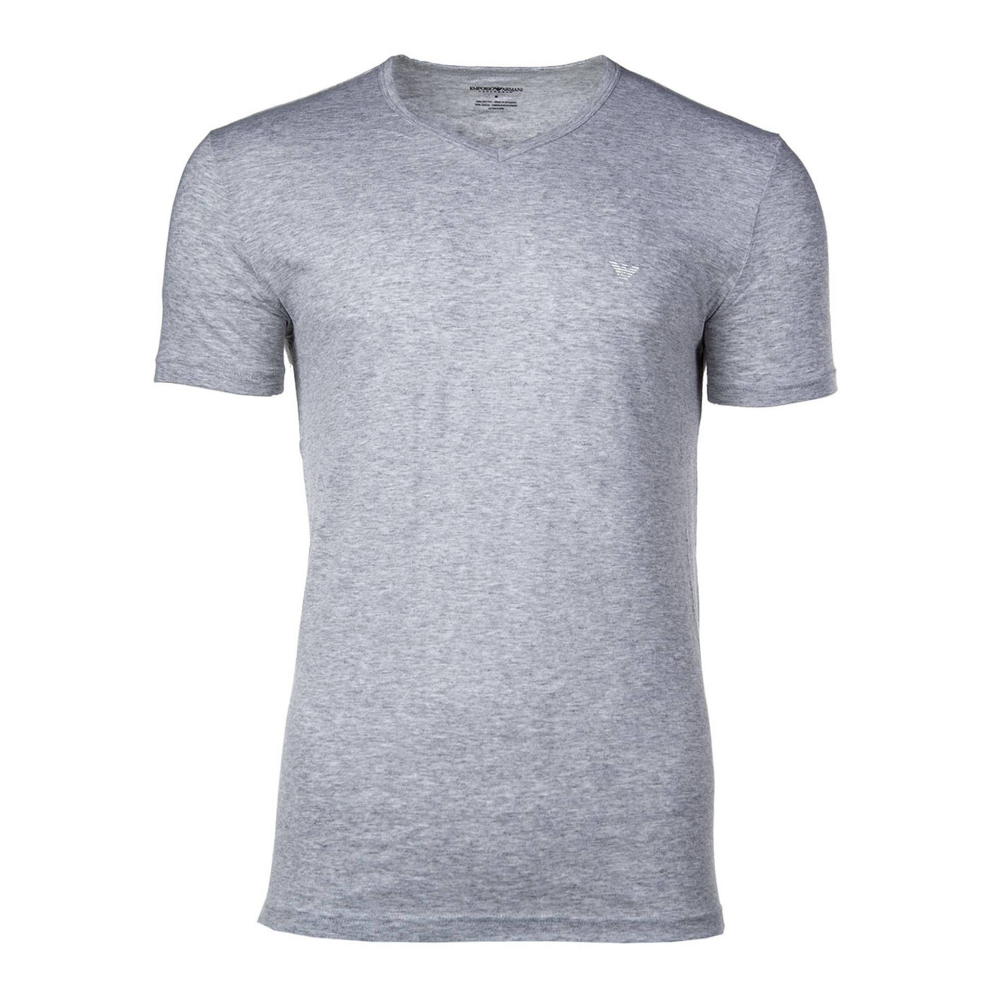 Emporio T-Shirt V-Ausschnitt V-Neck, Schwarz/Grau Herren - 2er T-Shirt Armani Pack