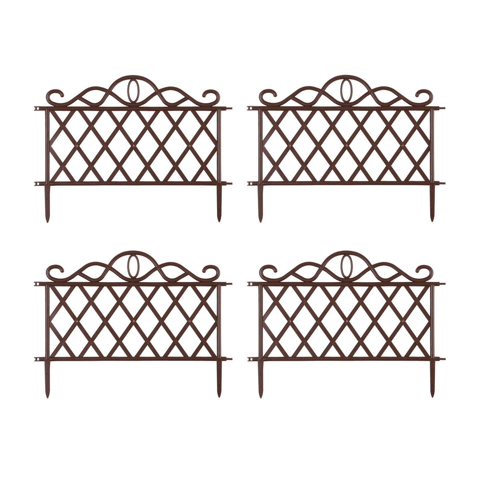 HTI-Living Beetbegrenzung Zierzaun Antik 4-teilig Nessa, 4 Zaunelemente, Beeteinfassung Beetbegrenzung