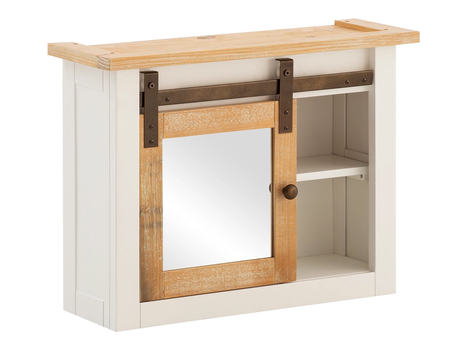 massivum Badezimmerspiegelschrank Capera Holz, weiss-braun