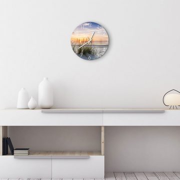 DEQORI Wanduhr 'Sonnenuntergang am Strand' (Glas Glasuhr modern Wand Uhr Design Küchenuhr)