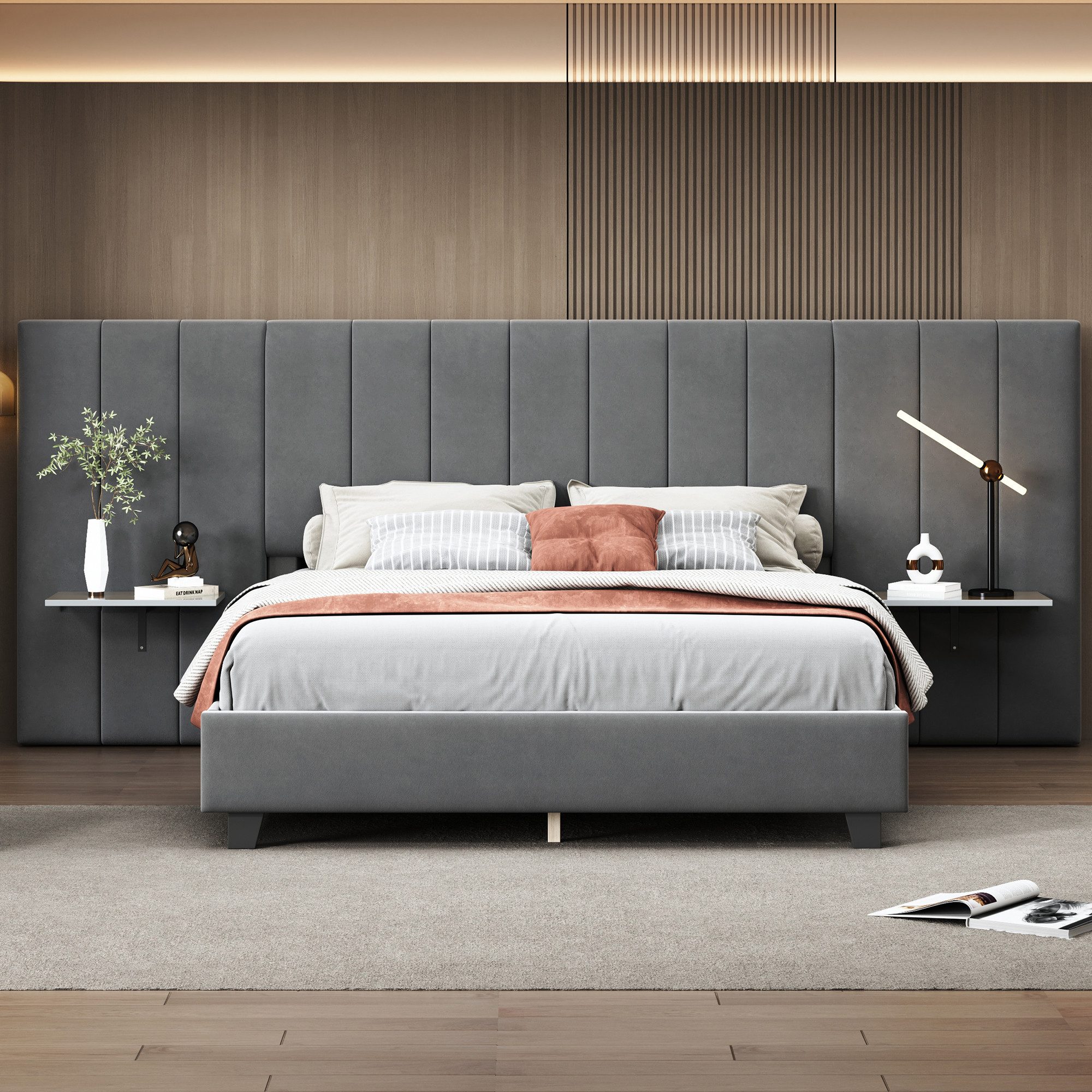 Flieks Polsterbett, Doppelbett 160x200cm Samt mit günstig online kaufen