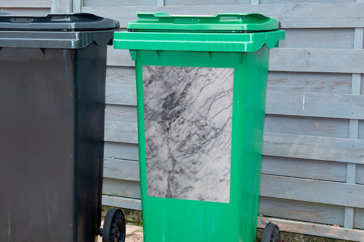 MuchoWow Wandsticker Marmor - Stein Abfalbehälter Sticker, St), Mülleimer-aufkleber, Mülltonne, Container, - (1 Grau