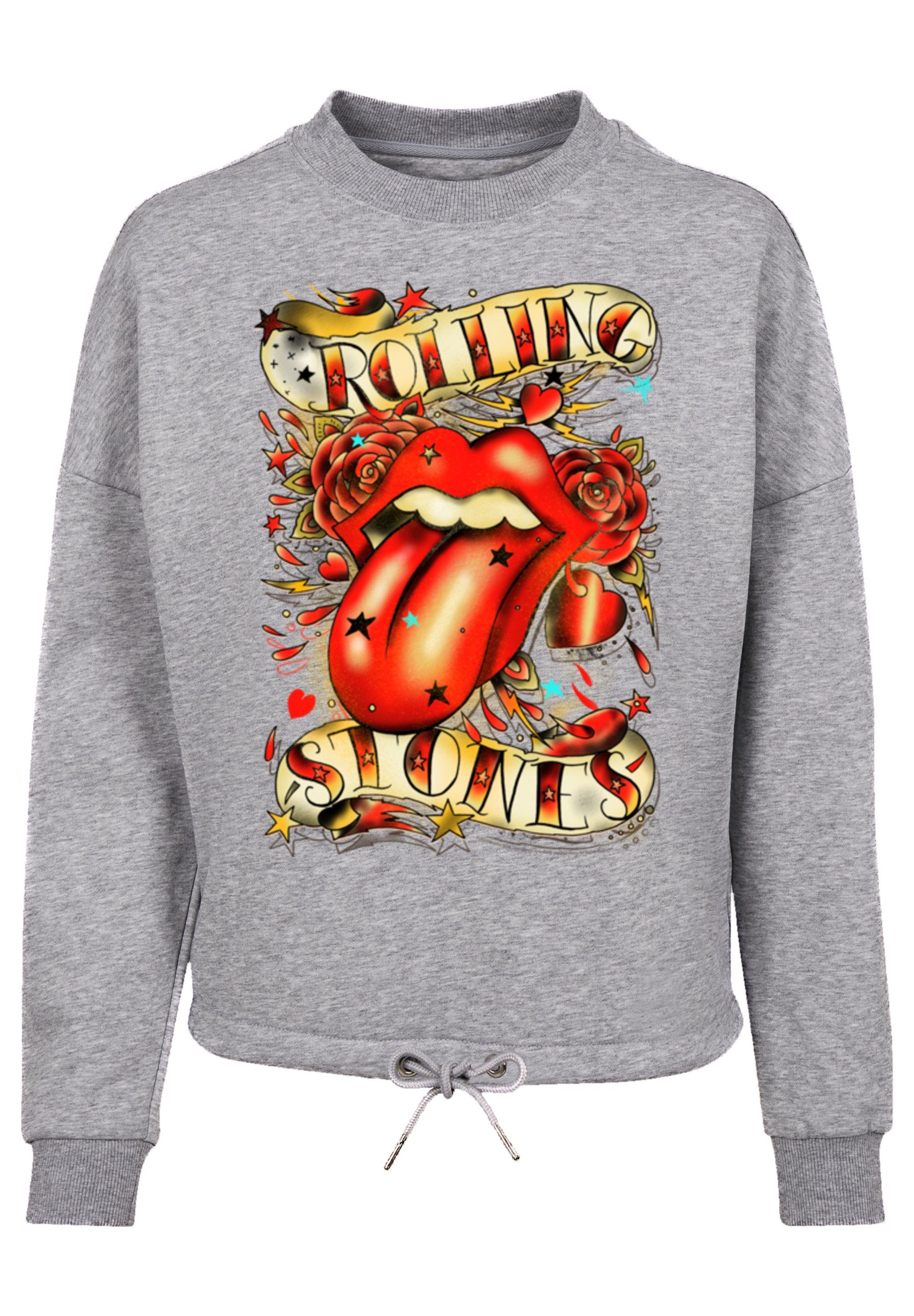 F4NT4STIC Sweatshirt The Rolling Stones Logo, Musik, Kordelzug am Band, und geschnittenen And Ärmel Bündchen Stars Weit Tongue