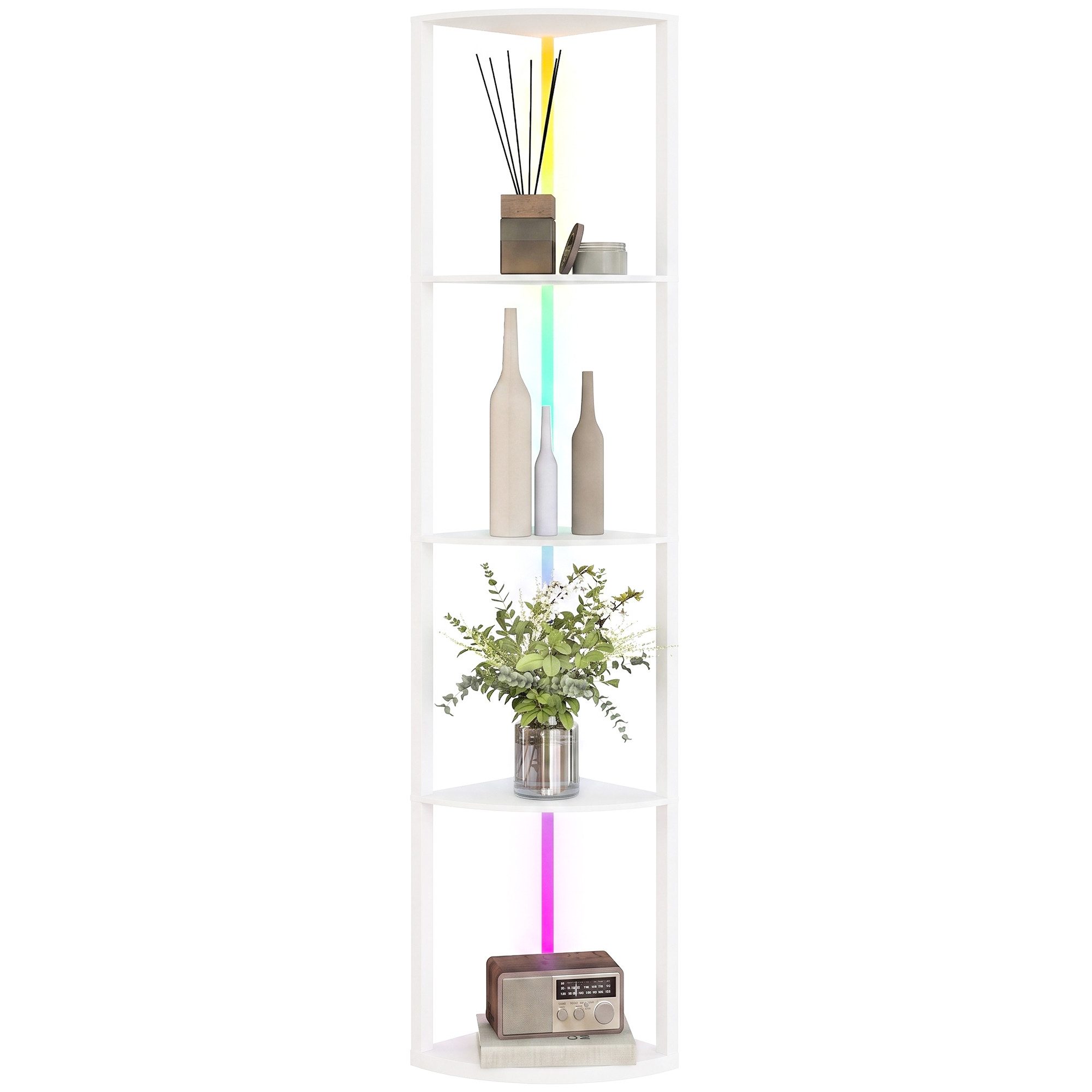 HOMCOM Stehlampe LED 5-stufig dimmbare Stehleuchte mit Regal, RGB Farbwechsel, RGB-Beleuchtung, Fernbedienung, LED, RGB, RGB-LED, Fernbedienung, 5 Ablagen – Bild 2 von 5