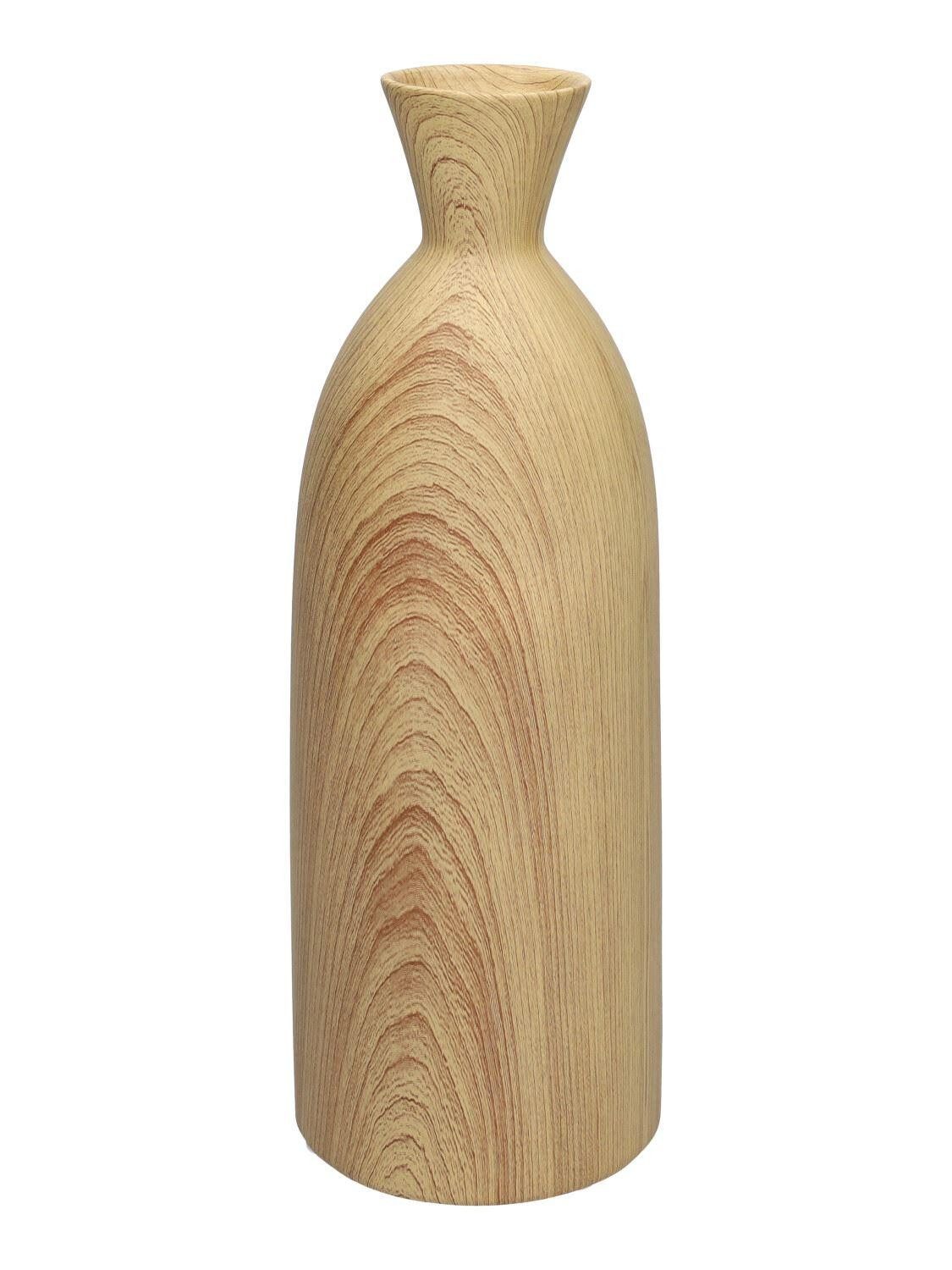 INNA-Glas Dekovase Flaschenvase MARILLA, in Holzoptik, Dolomit, natur, 30,5cm, Ø10,5cm