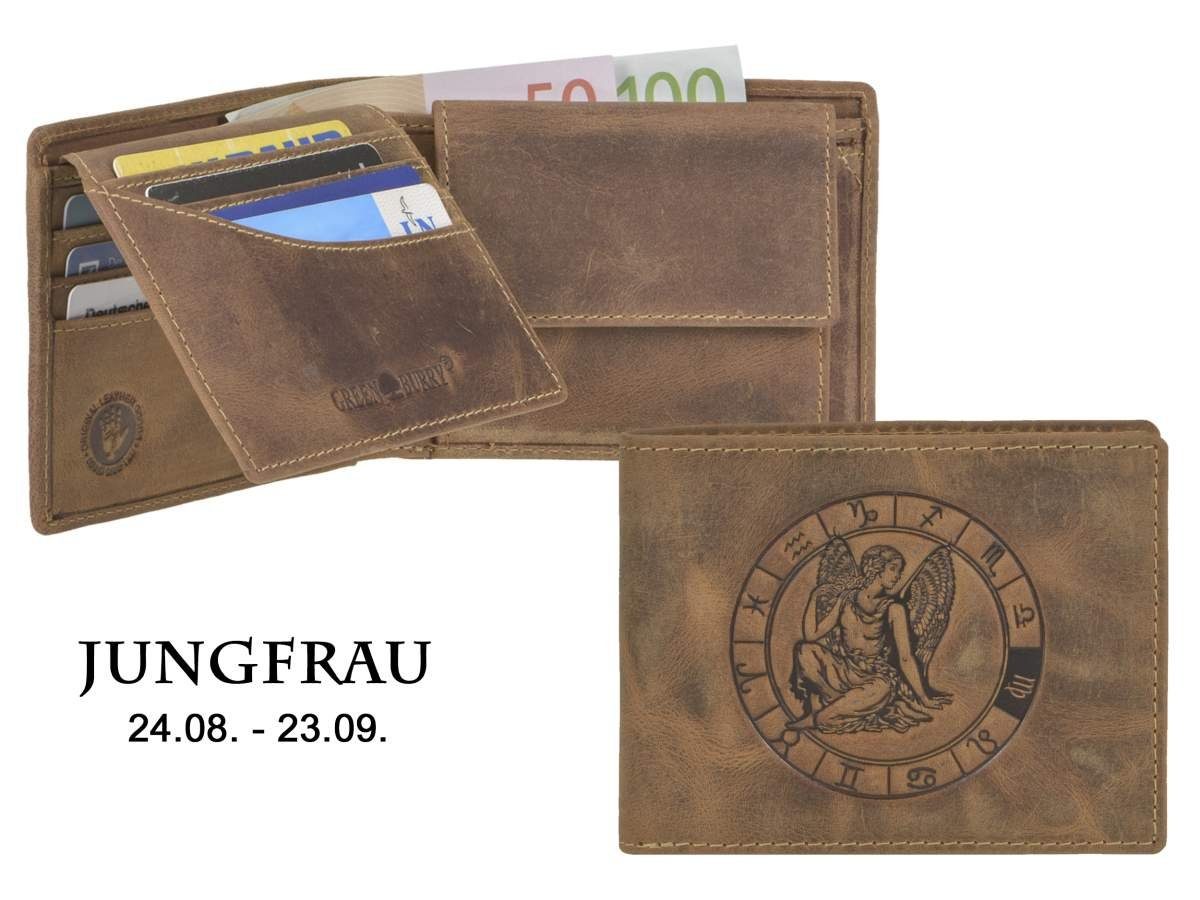 Greenburry Geldbörse Vintage, Portemonnaie, Lederbörse, Sternzeichen-Prägung Jungfrau