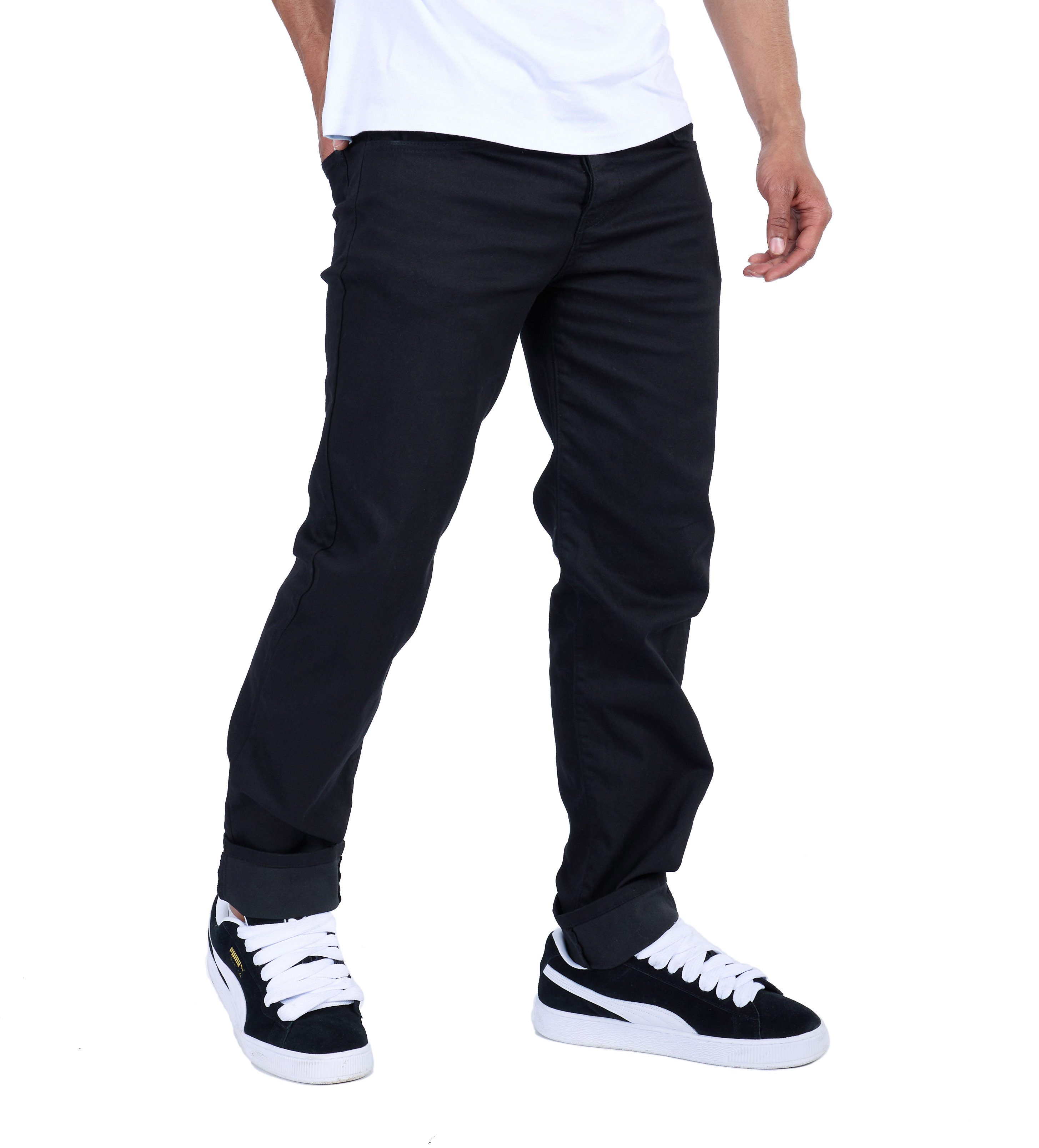 KINGZ Regular-fit-Jeans Basic Regular Fit Herren Jeans von KINGZ Schwarz W36/L34