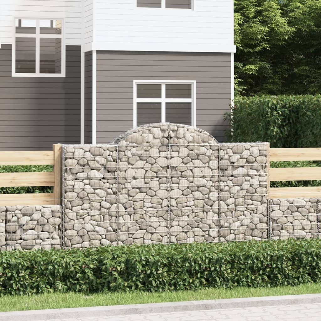 vidaXL Blumentopf Gabionen mit Hochbogen 14Stk. 200x30x120/140cm Verzinktes Eisen (14 St)