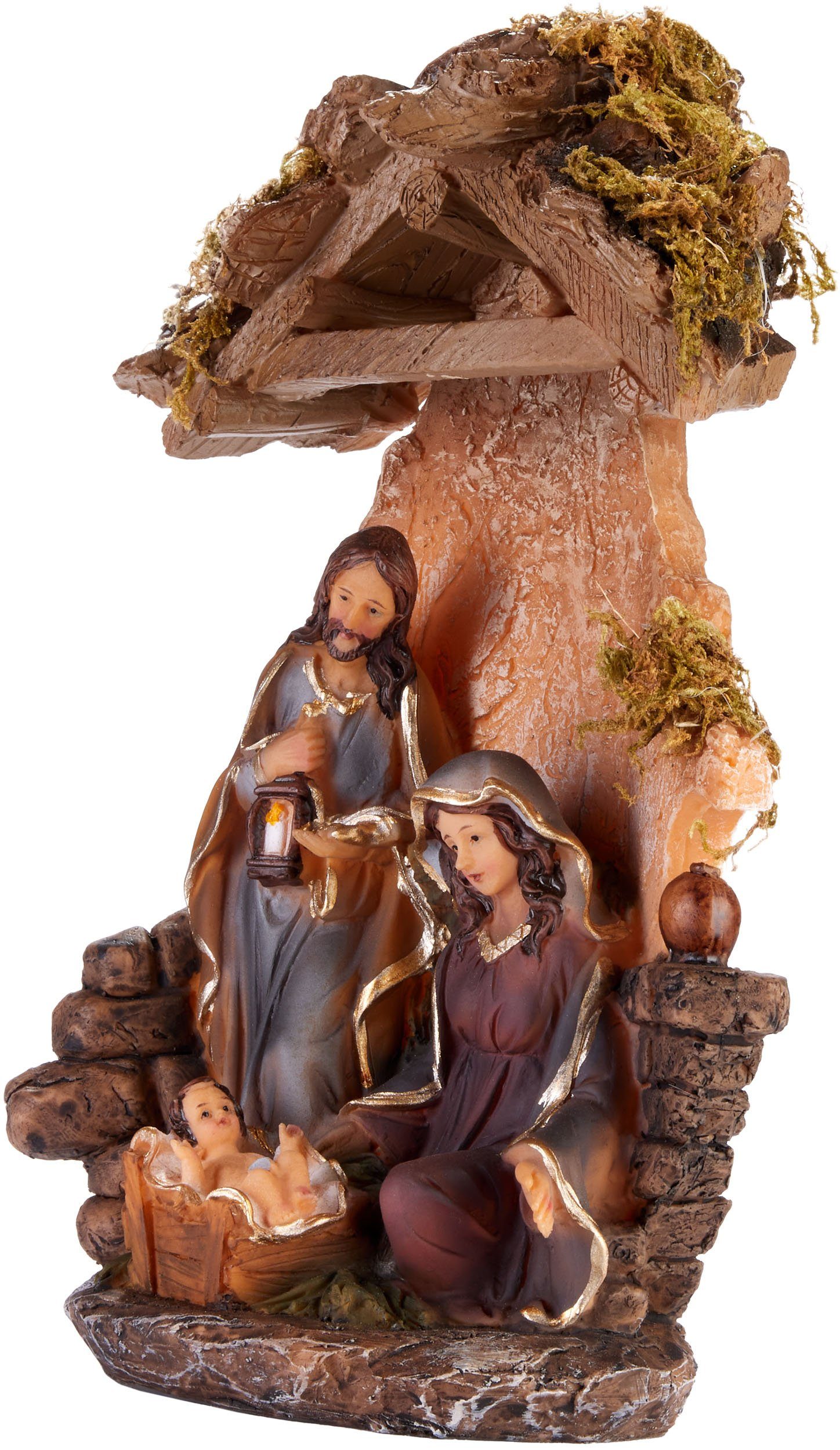 Polyresin und BRUBAKER Josef (25 handbemalten Krippenfigur St), mit - Heilige aus Weihnachtsfigur Weihnachtsdekoration 1 Maria Familie Figuren, Tischdekoration cm Jesus, - Krippenszene Krippenfigur