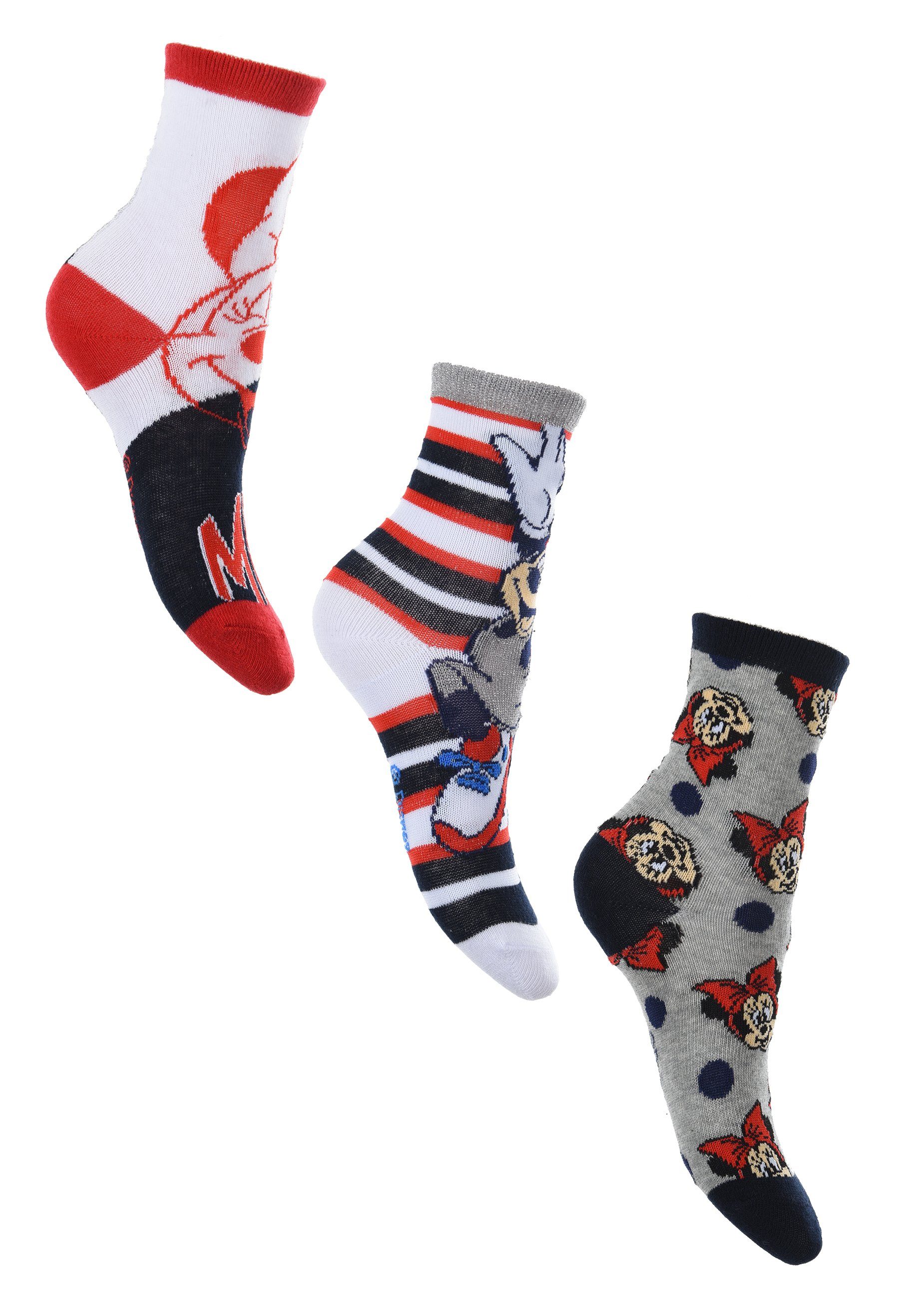 Disney Minnie Mouse Socken Kinder Mädchen Socken Strümpfe Paket (3-Paar)