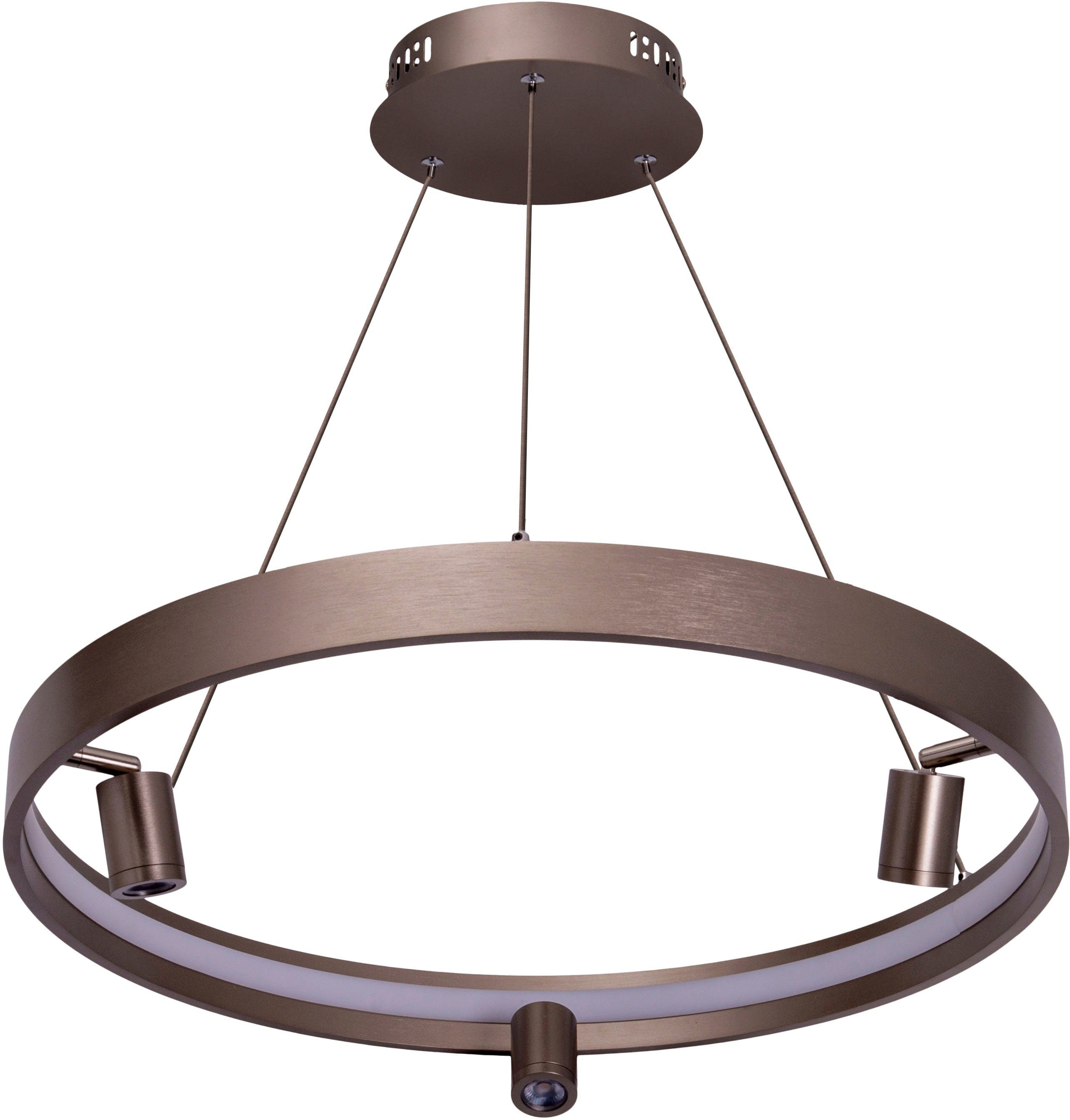 näve LED Pendelleuchte Tristan, Dimmfunktion, LED fest integriert, Warmweiß, Hänge-, Pendellampe warmweiß, 58cm, 37W, stahl-blank, inkl. Trafo,IP20