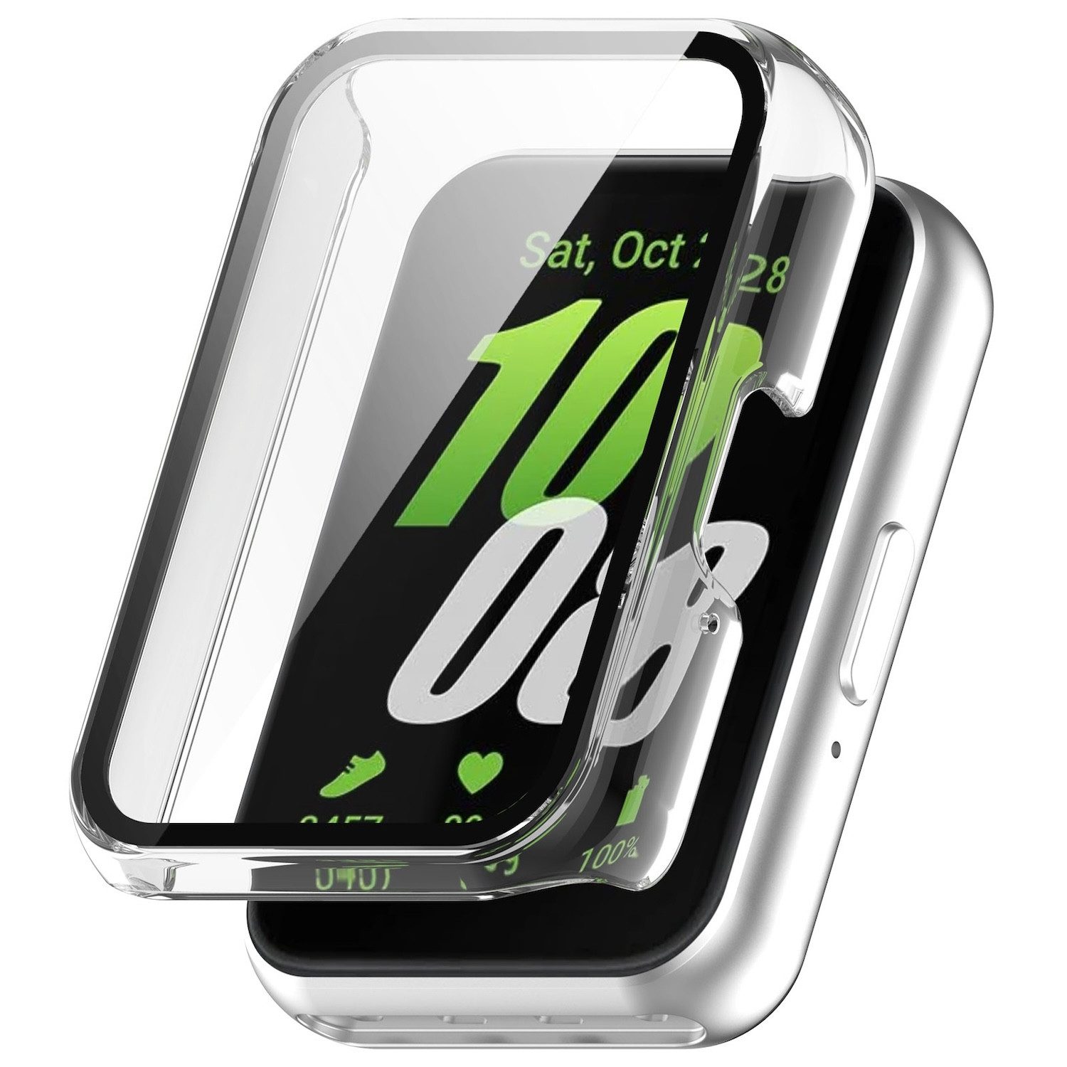 Wigento Smartwatch-Hülle Für Samsung Galaxy Fit 3 Kunststoff Smart Watch Hülle + H9 Schutzglas