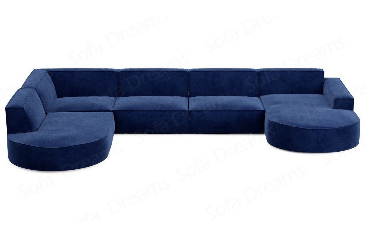 Sofa Modern Alegranza Form Couch U Stoff Designer Wohnlandschaft Sofa Dreams Stoffsofa Dunkelblau-Mo77