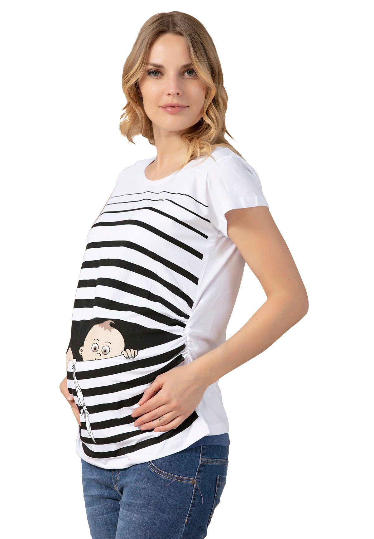 Flucht Weiß Baby Motiv Umstandsshirt mit M.M.C.