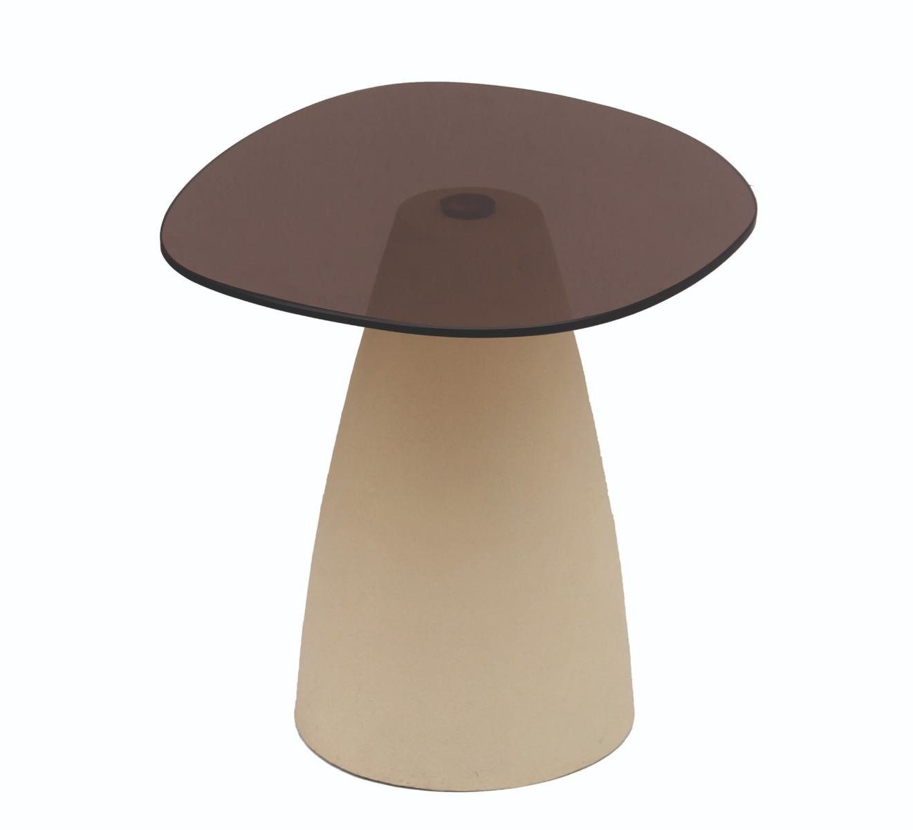Natur24 Beistelltisch Brix Couchtisch 50x43x40 cm Stahl Glas Beige
