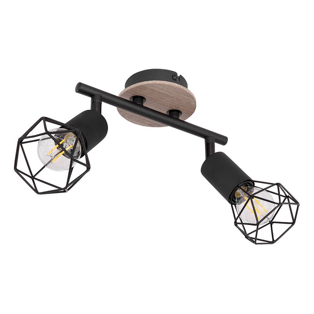 etc-shop LED Deckenspot, inklusive, Leuchtmittel Strahler Wohnzimmerleuchte nicht Deckenlampe Industrial verstellbar Holz
