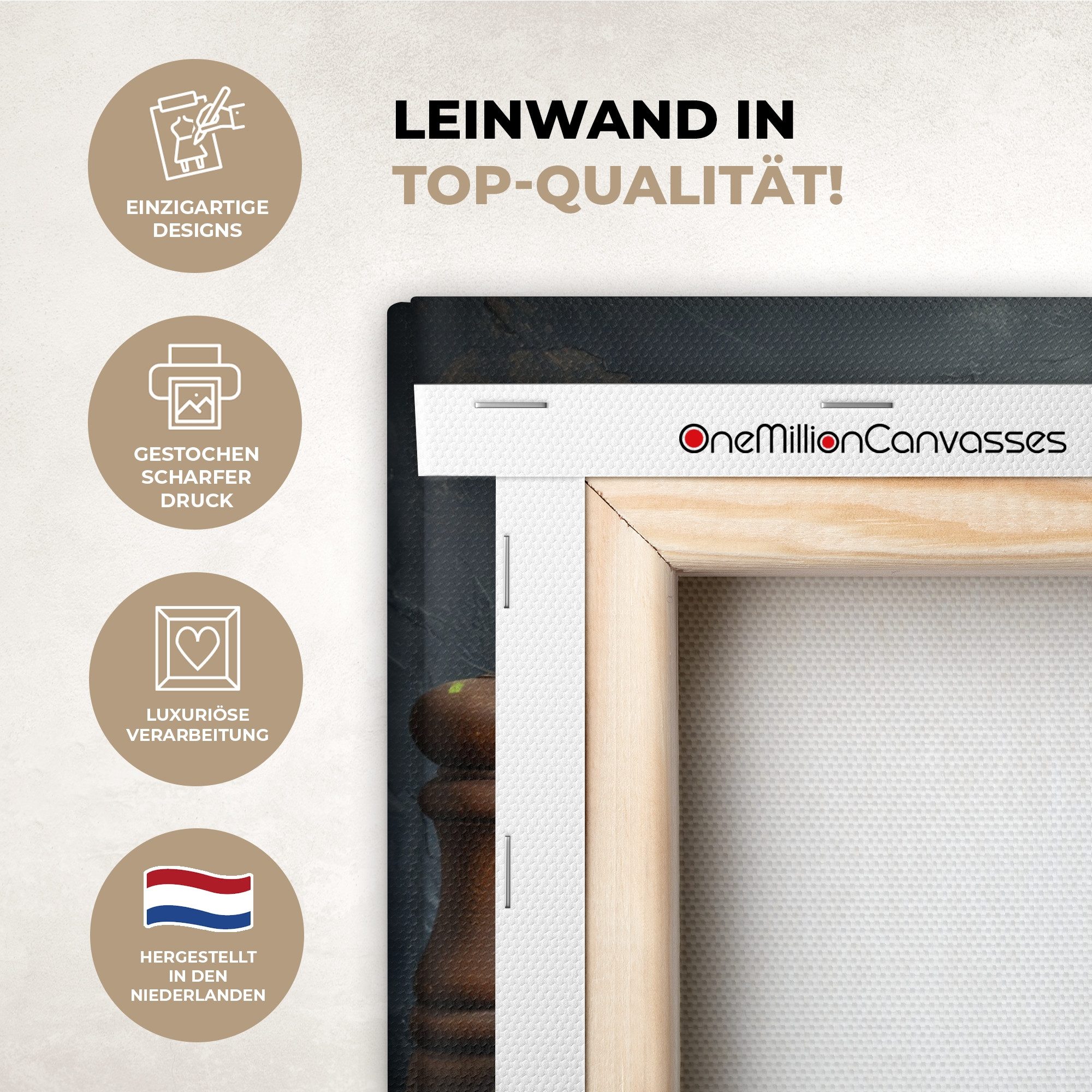 OneMillionCanvasses® Leinwandbild Stilleben - Kräuter - Gewürze - Industriell - Rustikal, Fotodruck (1 St), Wandbilder für Esszimmer, Wanddeko Bilder Küche, 30x20 cm