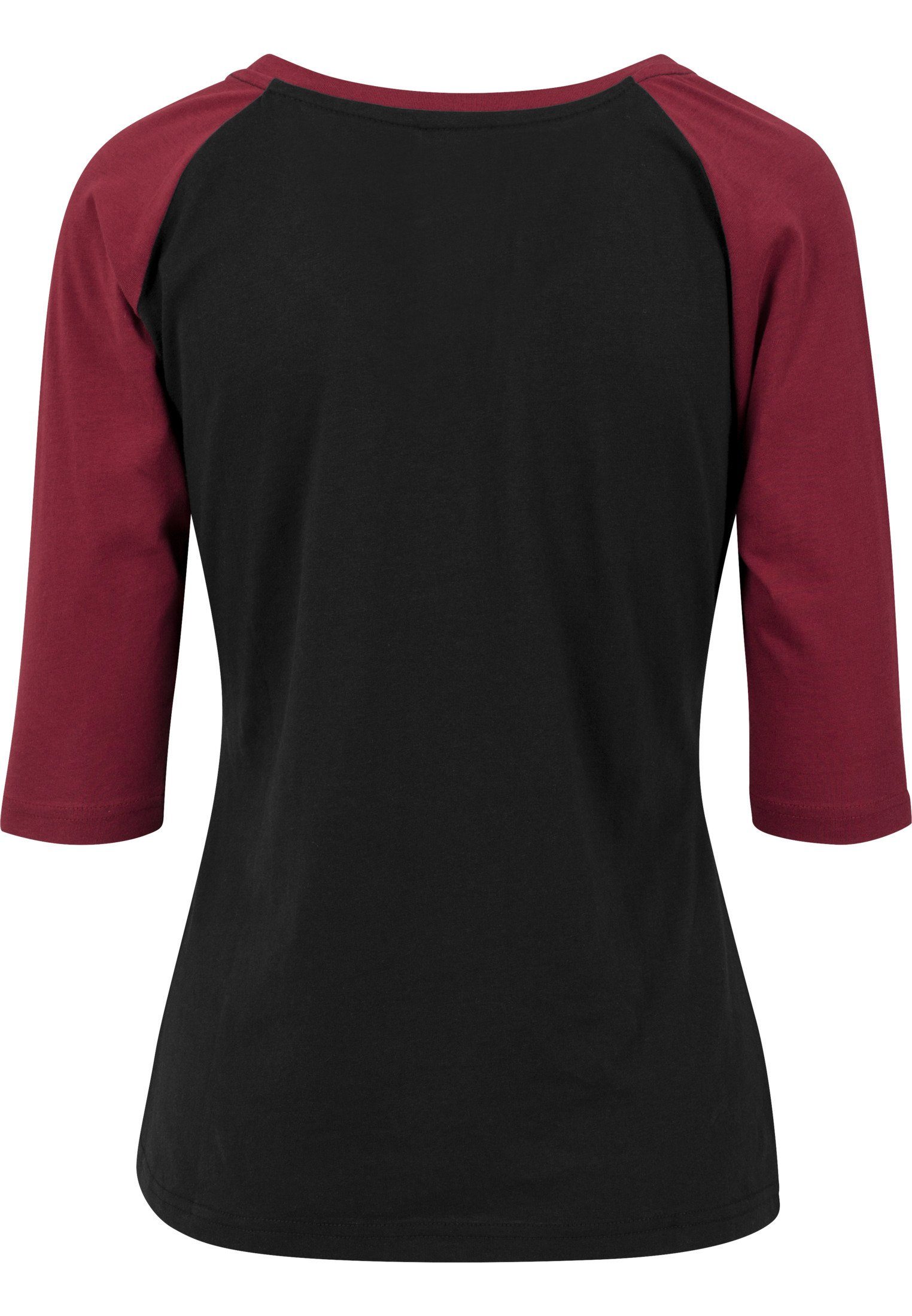 URBAN CLASSICS Kurzarmshirt Damen Tee 3/4 Ladies black/burgundy (1-tlg) Contrast Raglan