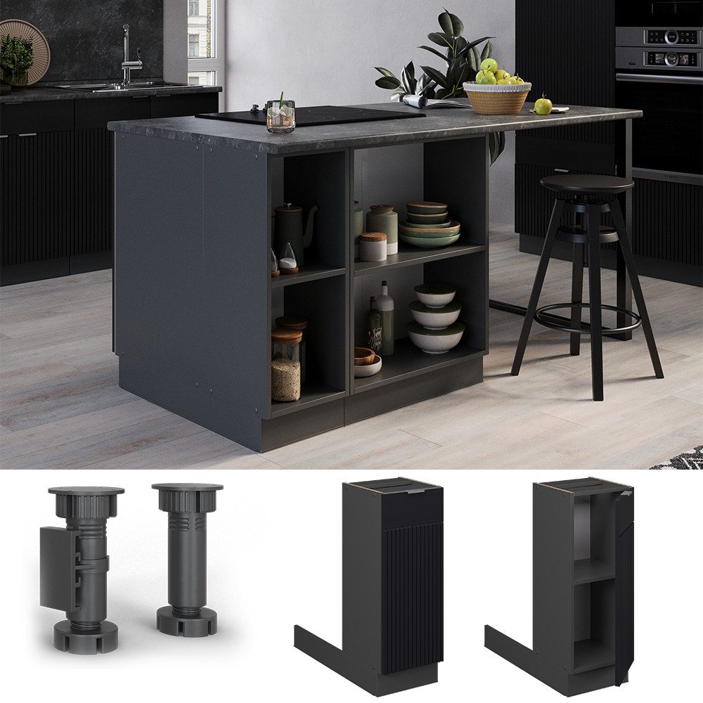Vicco Unterschrank Fame-Line, Schwarz gestreift/Anthrazit, 30 günstig online kaufen