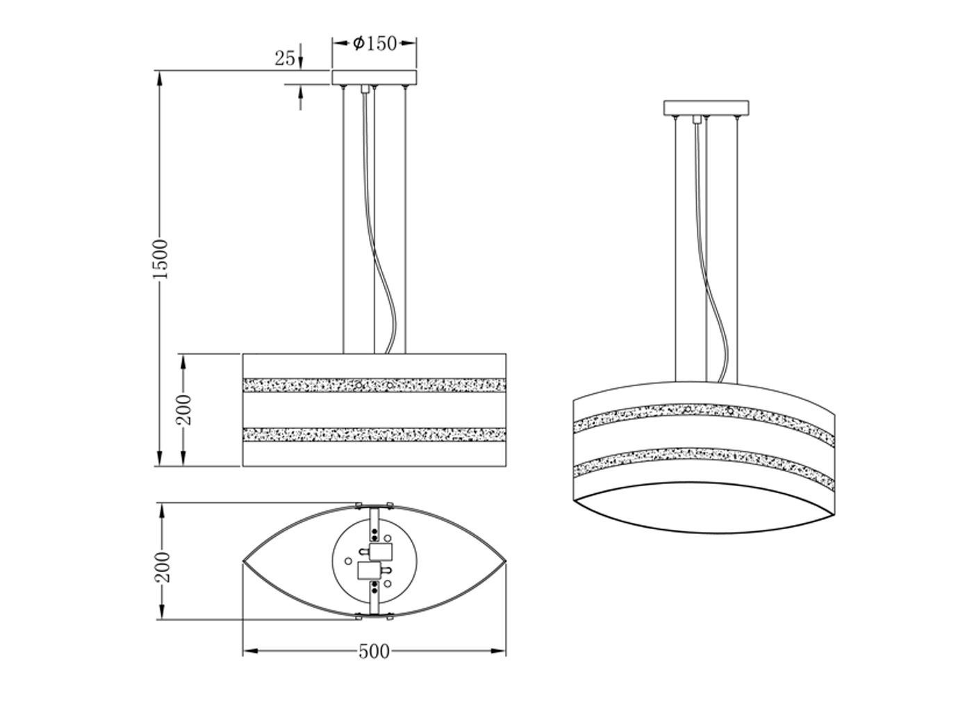 meineWunschleuchte LED Pendelleuchte, LED Lampenschirme 50cm Dekor wechselbar, Opal-Glas Gold Designerlampen Warmweiß, Design, Breite