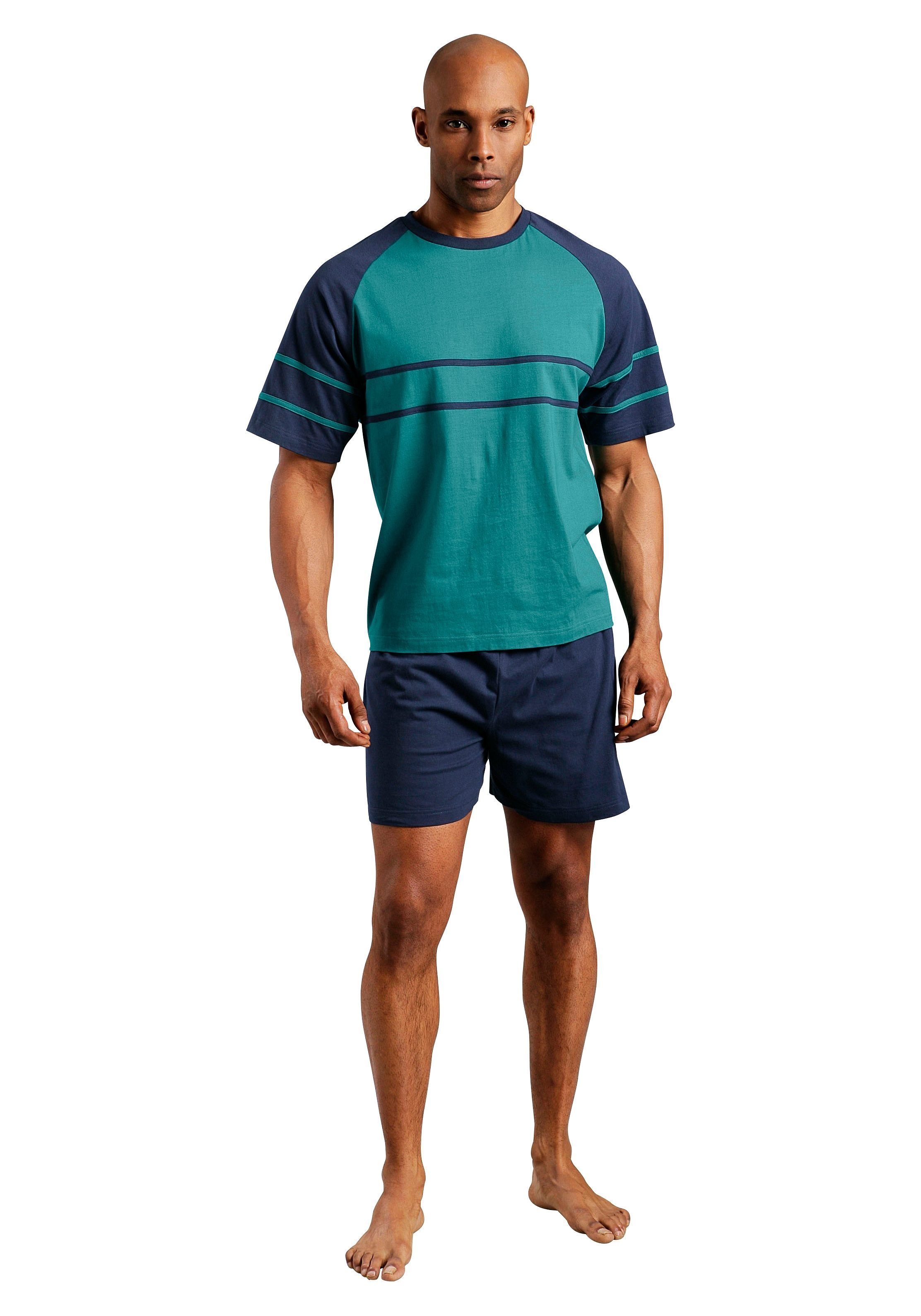 le jogger® Pyjama (Packung, 4 tlg., 2 Stück) mit aufgesetzten Streifen