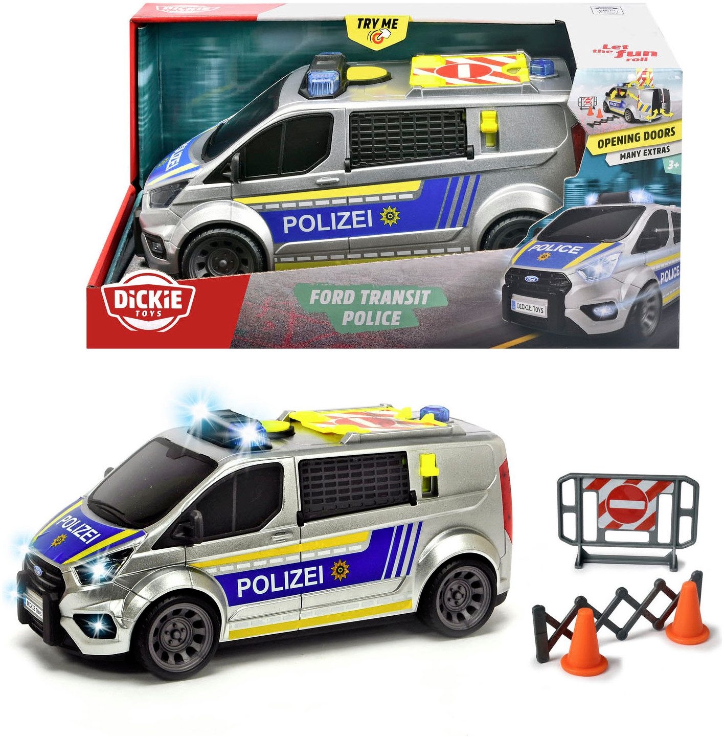 Dickie Toys Транспортер игрушек Ford Transit Police, mit Licht und Sound