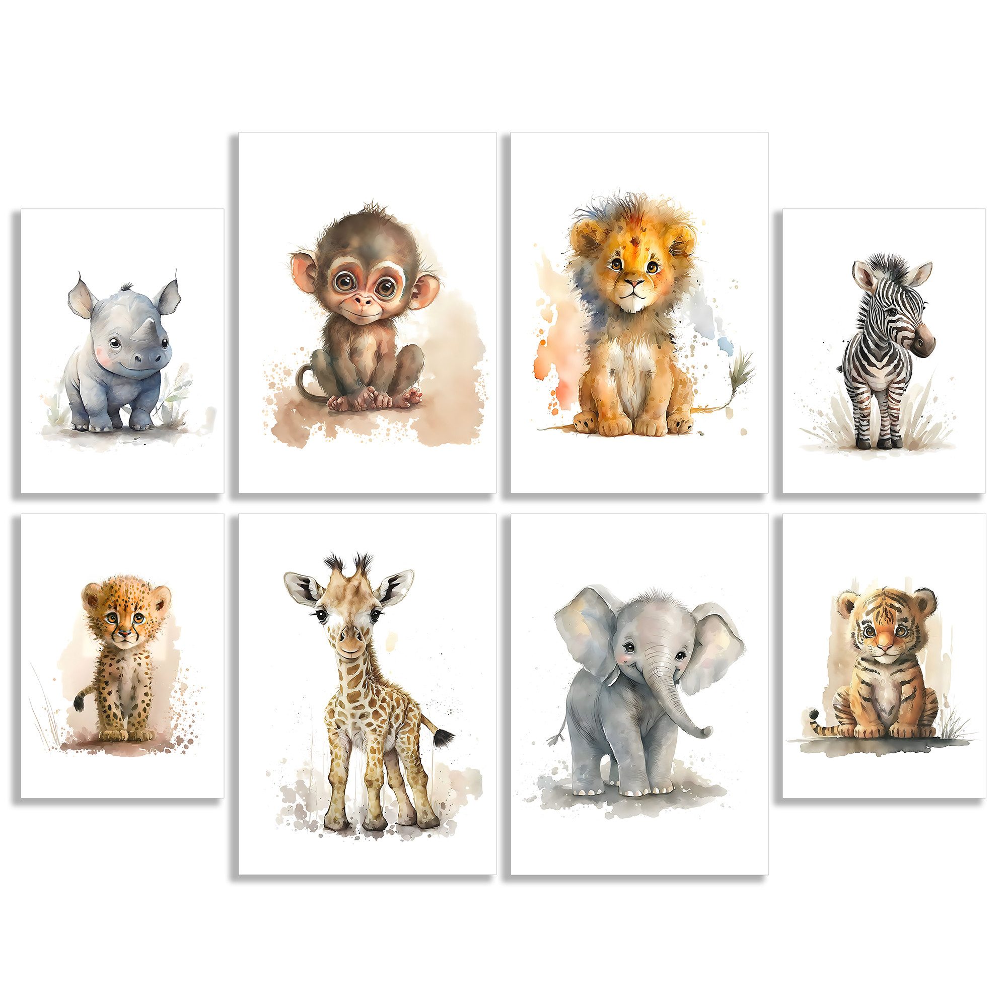 JUSTGOODMOOD Poster ® Tiere Wald Dschungel Aquarell Kinderzimmer, D Elefant günstig online kaufen