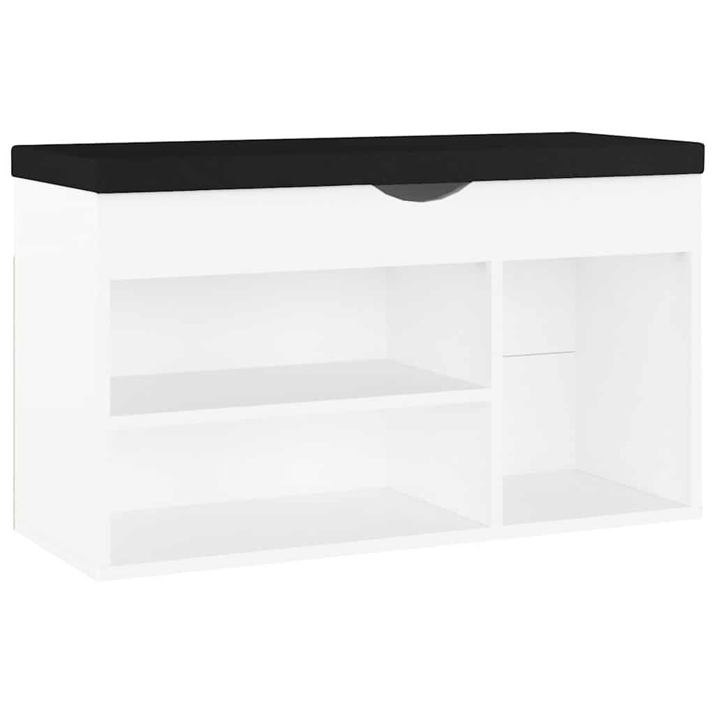 vidaXL Schuhregal Schuhbank mit Kissen Weiß 80x30x47 cm Holzwerkstoff, 1-tlg.