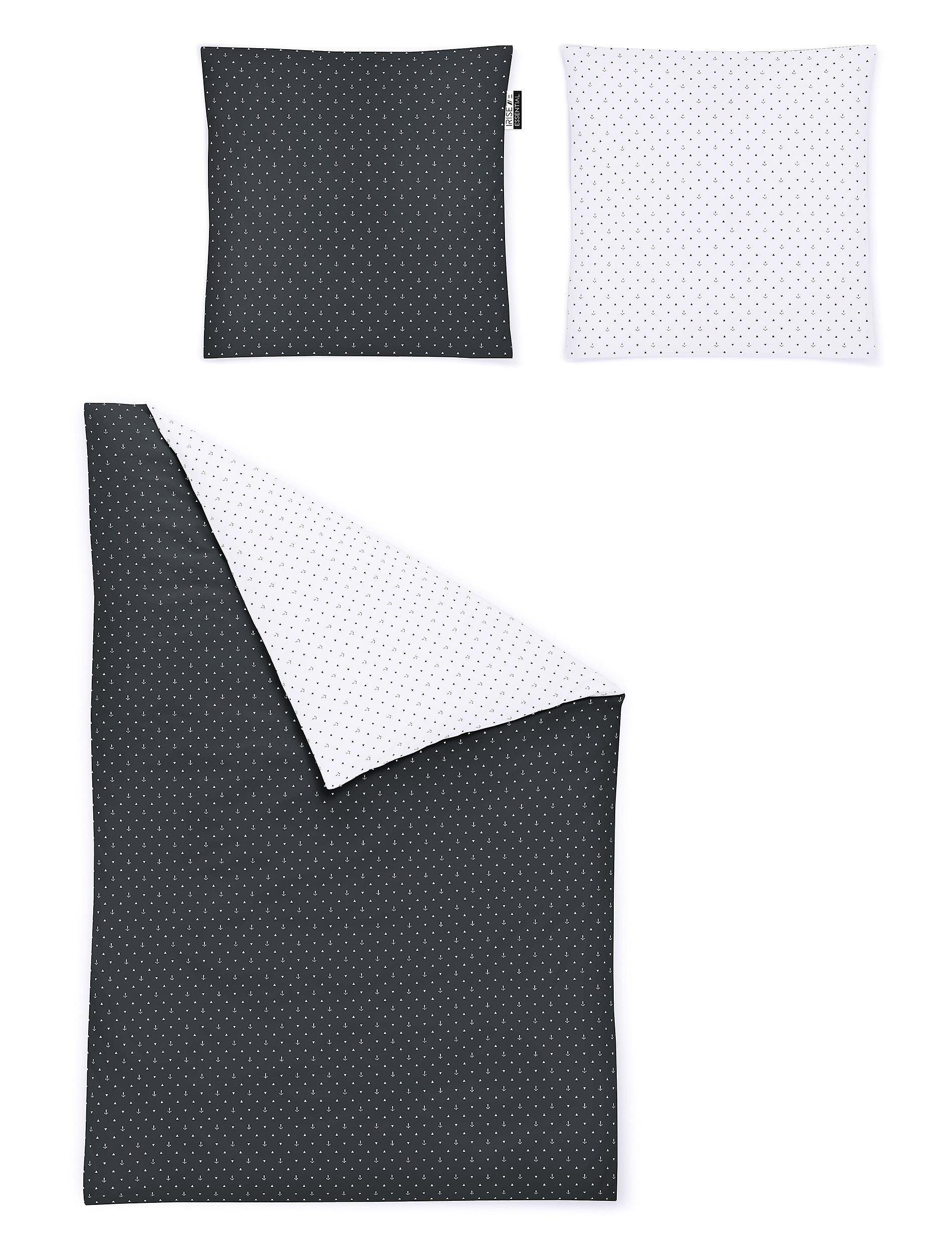 Irisette Bettwäsche Irisette Mako-Satin Bettwäsche 155x220 Jessica Anker Wende schwarz, Mako-Satin, 2 teilig