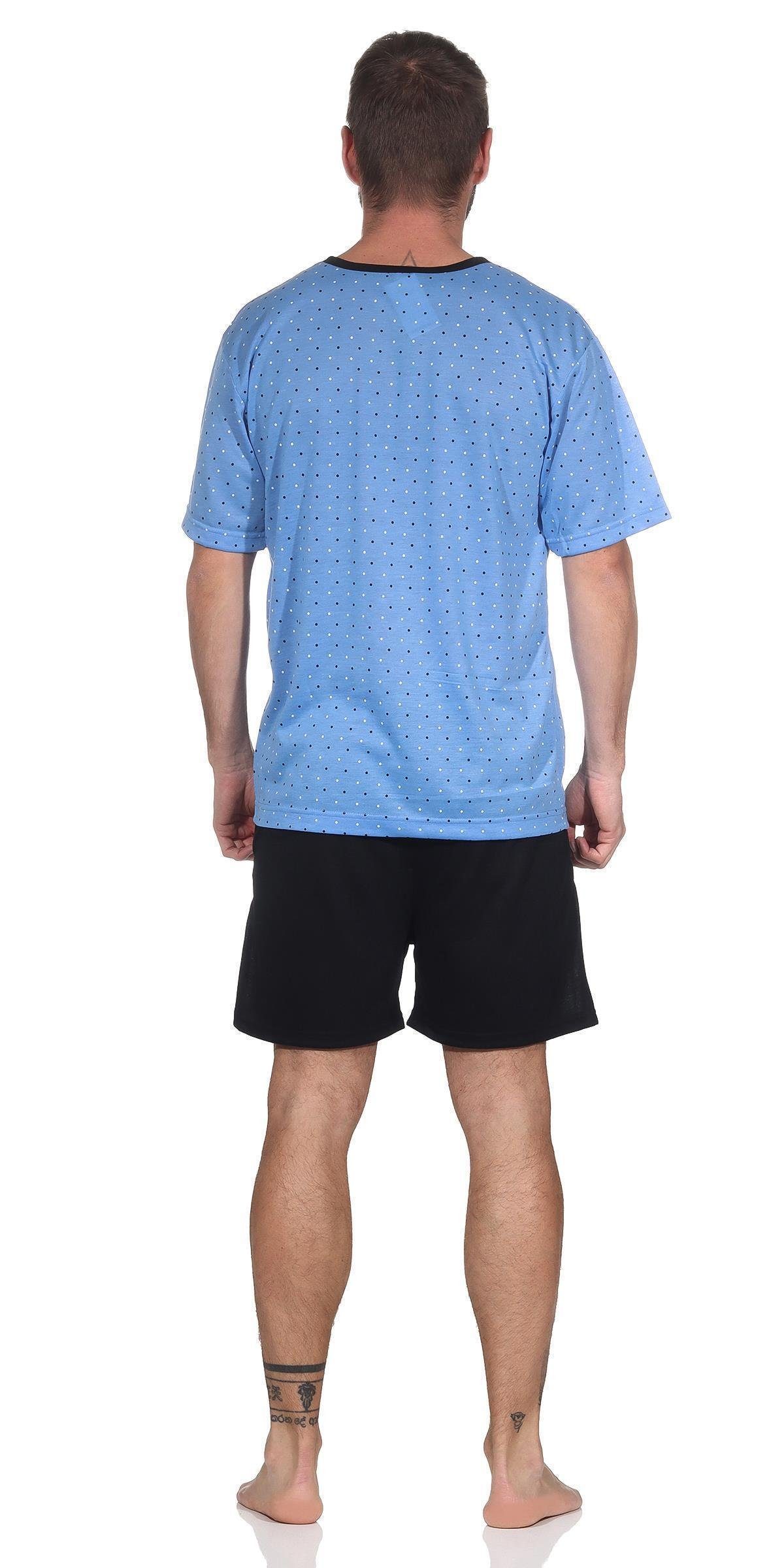 tlg) Pyjama Schlafanzug, M Short T-Shirt (2 Gr. XL XXL Blau L Herren und Capri-Pyjama EloModa