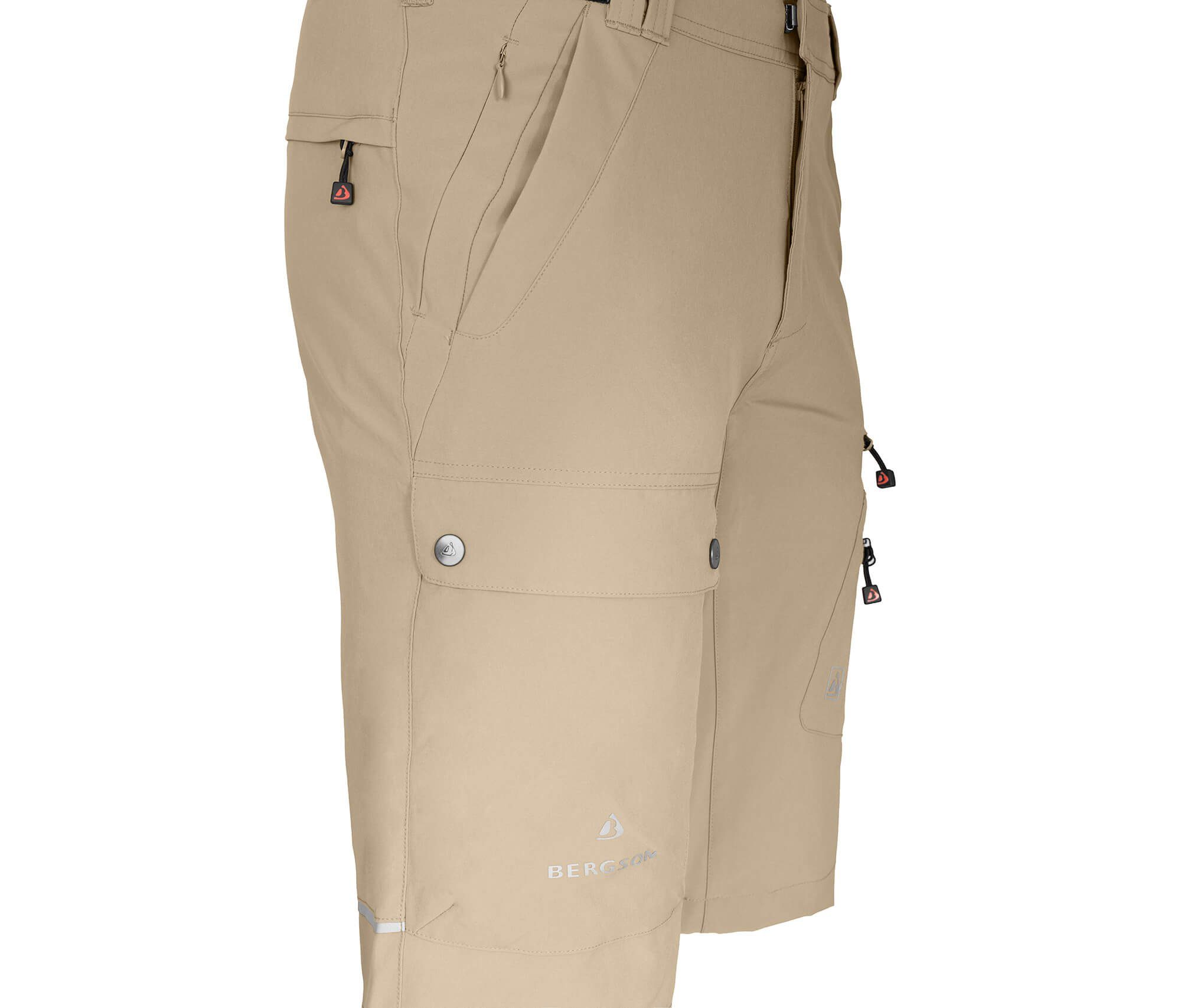 Taschen, Normalgrößen FROSLEV Wandershorts, beige elastisch, recycelt, Outdoorhose Herren Bergson 8 Bermuda