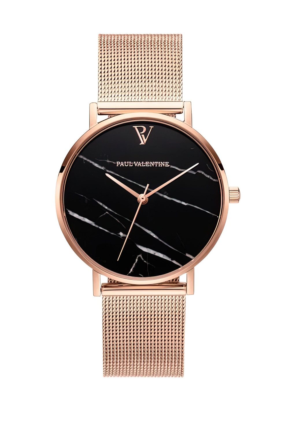 Paul Valentine Quarzuhr BLACK MARBLE ROSE GOLD MESH