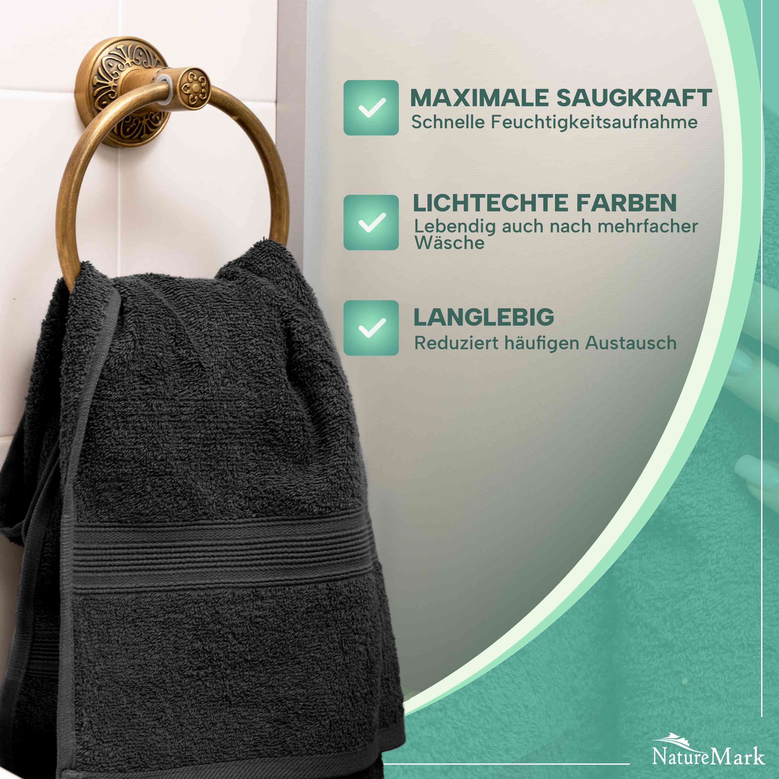 NatureMark Handtücher 8er-Set Frottier Handtücher 50x100cm, 100% Baumwolle günstig online kaufen
