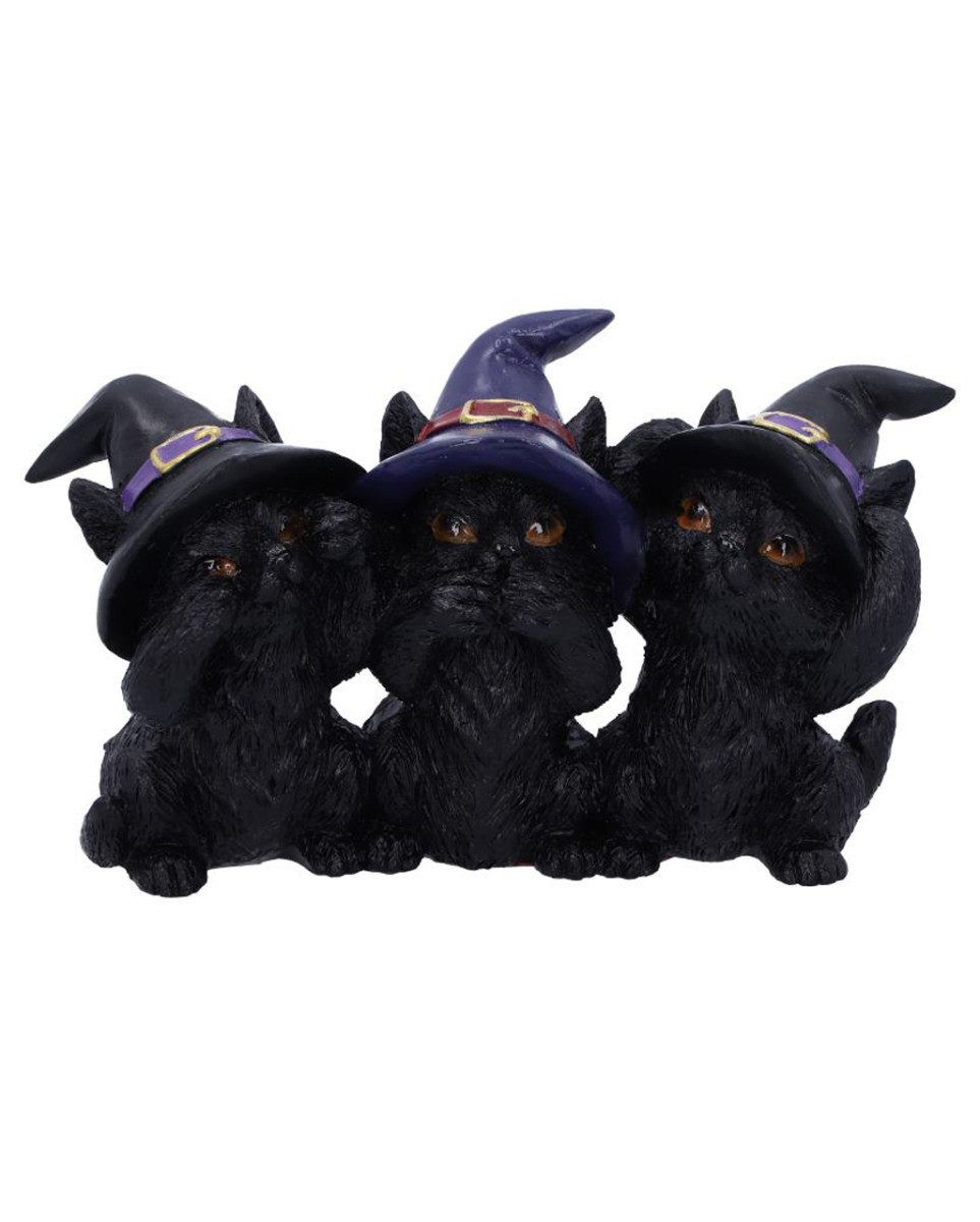 Horror-Shop Dekofigur Drei Weise Schwarze Hexenkatzen – Gothic Katzenfig