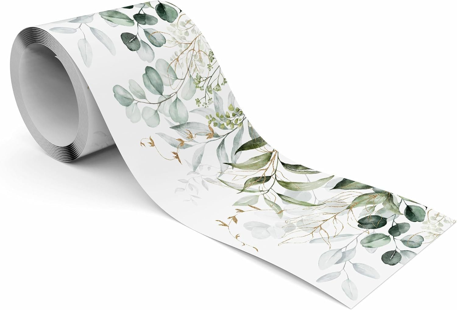 Muralo Bordüre Wandbordüre selbstklebend Blätter – Tapetenbordüre Wohnzimmer, bedruckt, Eukalyptusblätter, 10 x 300 cm, abriebfest, abwischbar