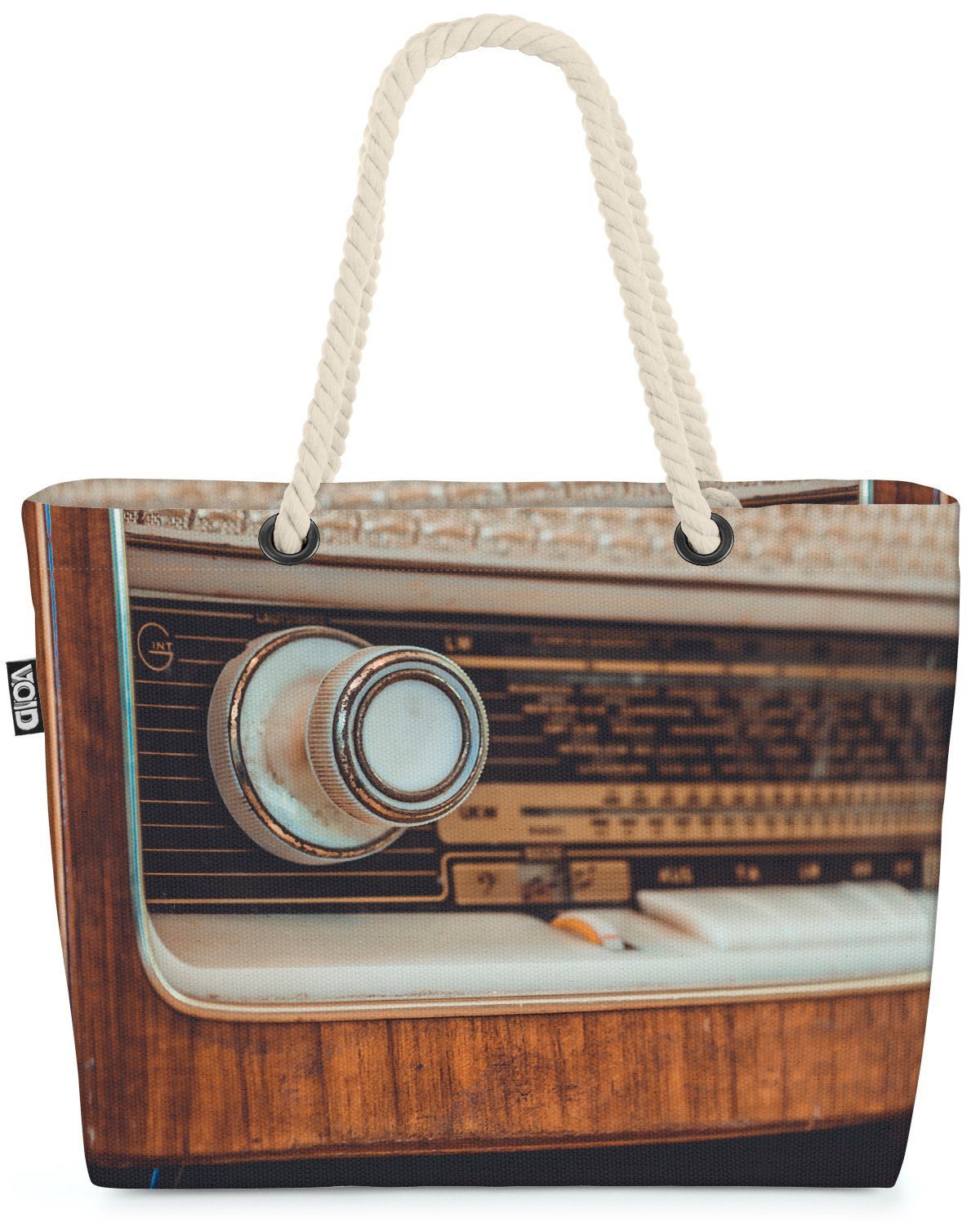 VOID Strandtasche (1-tlg), Vintage Radio Holz Retro Vintage Radio Holz Retro Musik Sendung Techn