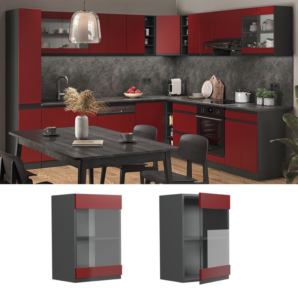 Vicco Glashängeschrank R-Line, Rot/Anthrazit, 40 cm günstig online kaufen