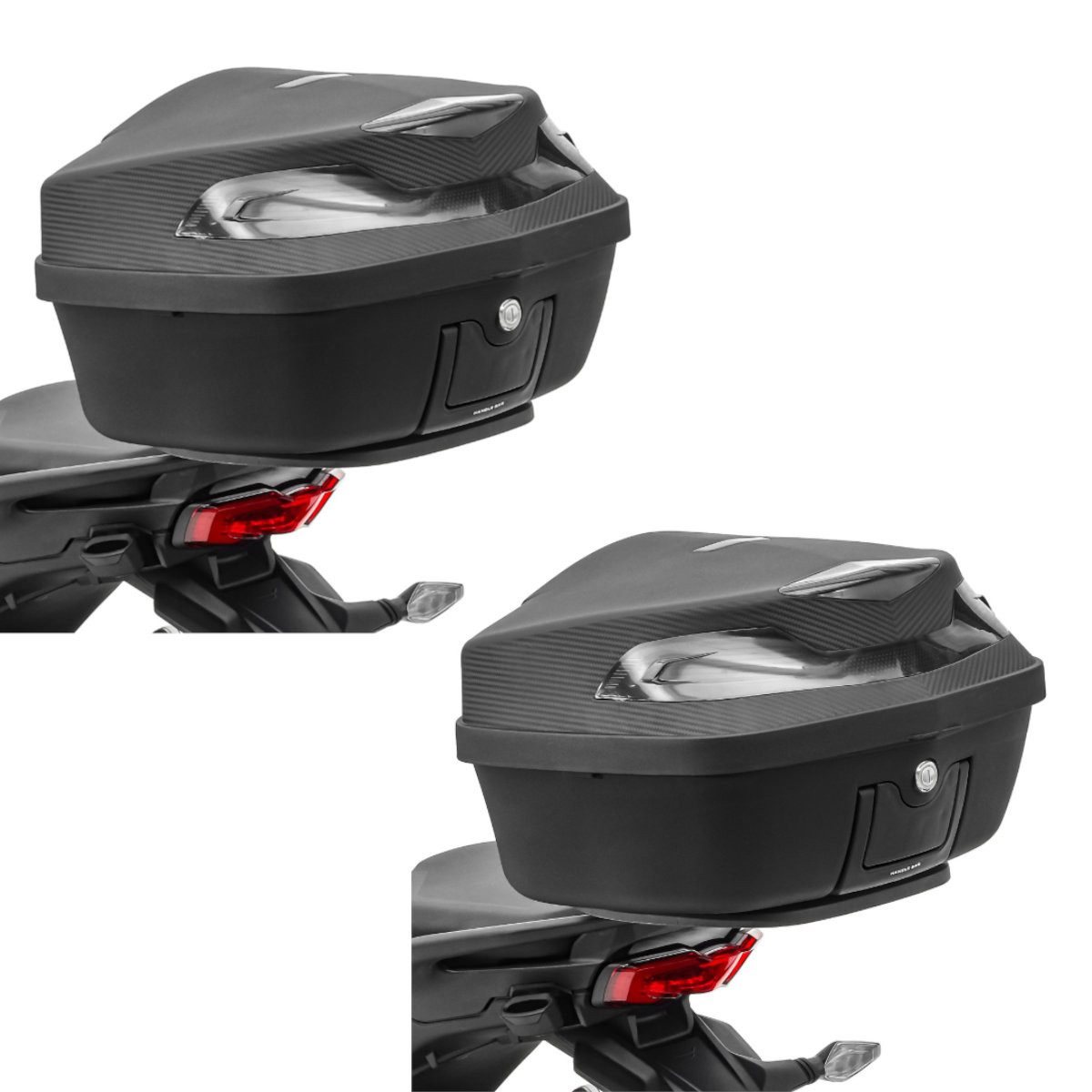 Topcase 2x Motorrad Topcase # KMB Universal 48 Liter schwarz Spar-Set