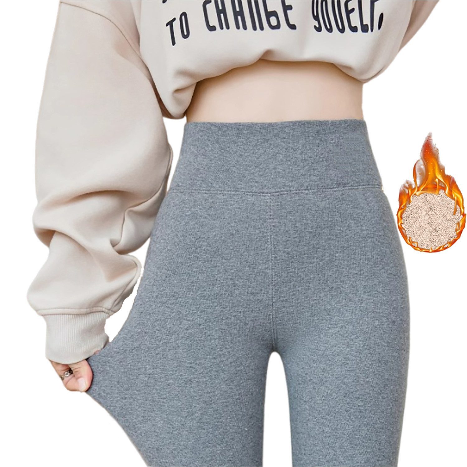 Refttenw Thermoleggings Verdickt Stretch-Hose Gefütterte Highwaist Damen Leggins mit Shaping Effekt, Geeignet für Höhe unter 168cm