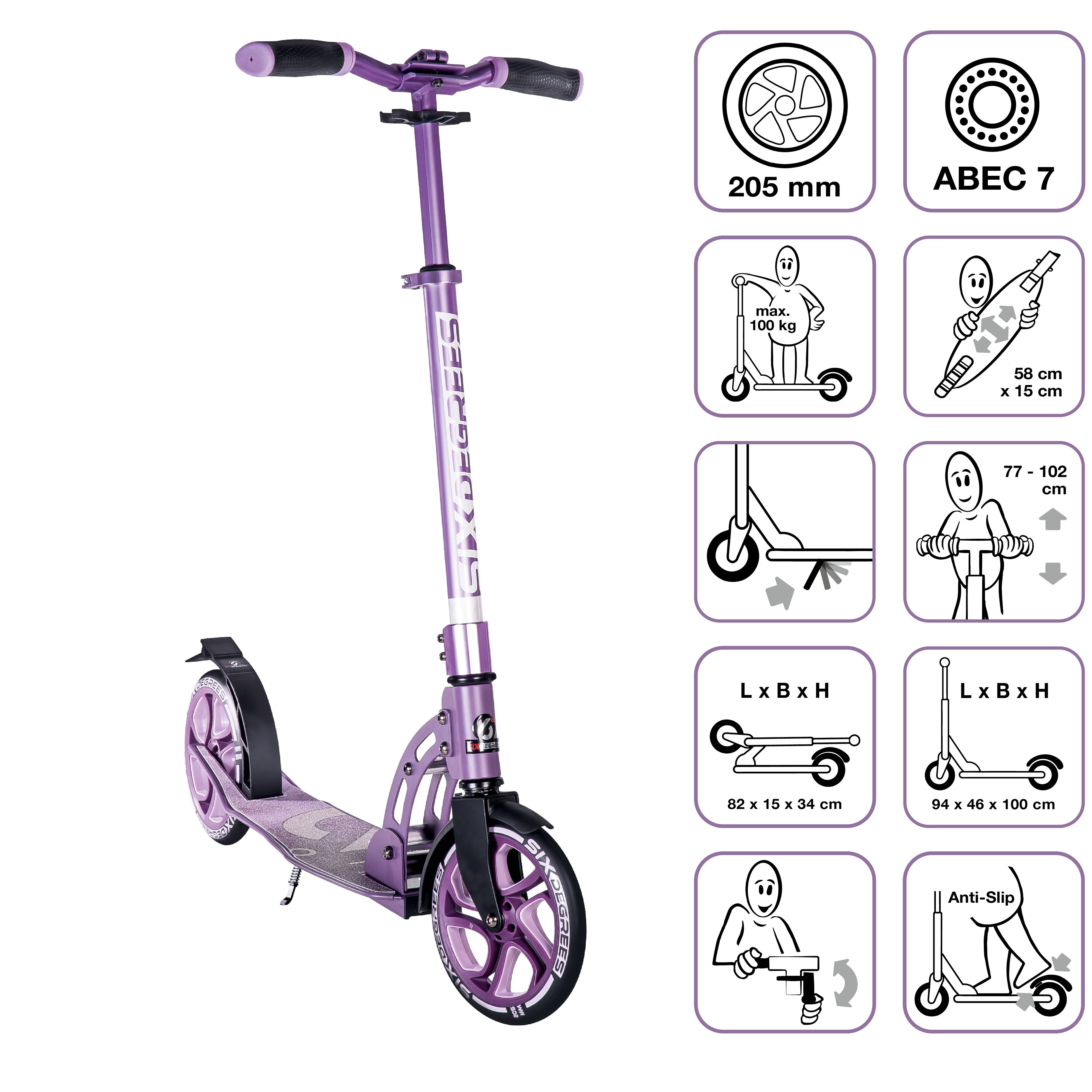 SIX DEGREES Scooter Aluminium Scooter 205 mm – Bild 2 von 5