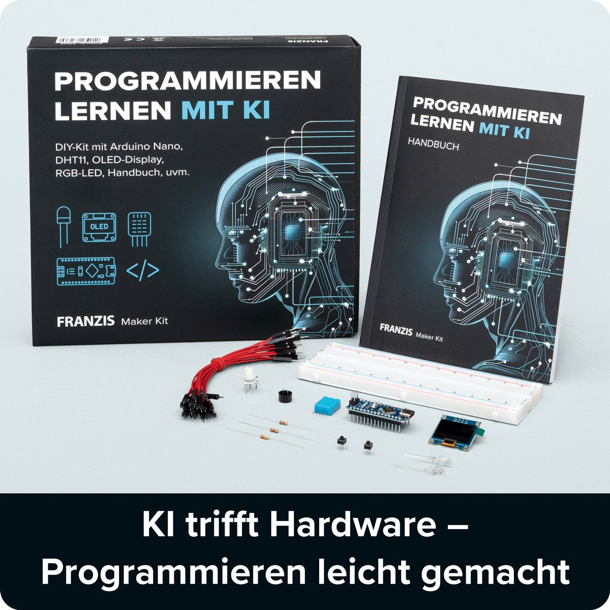 Franzis Experimentierkasten FRANZIS Maker Kit Programmieren Lernen mit KI, (20-tlg)